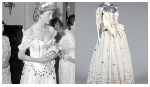 Vestido de gala de David y Elizabeth Emanuel, diseñadores también de su vestido de novia.