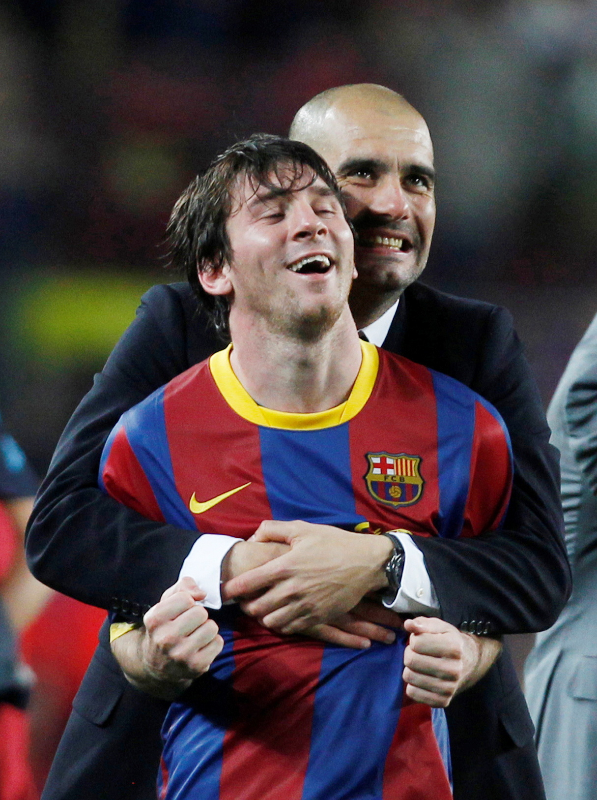 Guardiola y Messi, con el Barcelona.