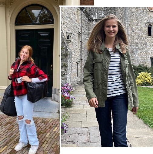 Alexia, a su salida hacia Gales, y Leonor, ya en su nuevo colegio.