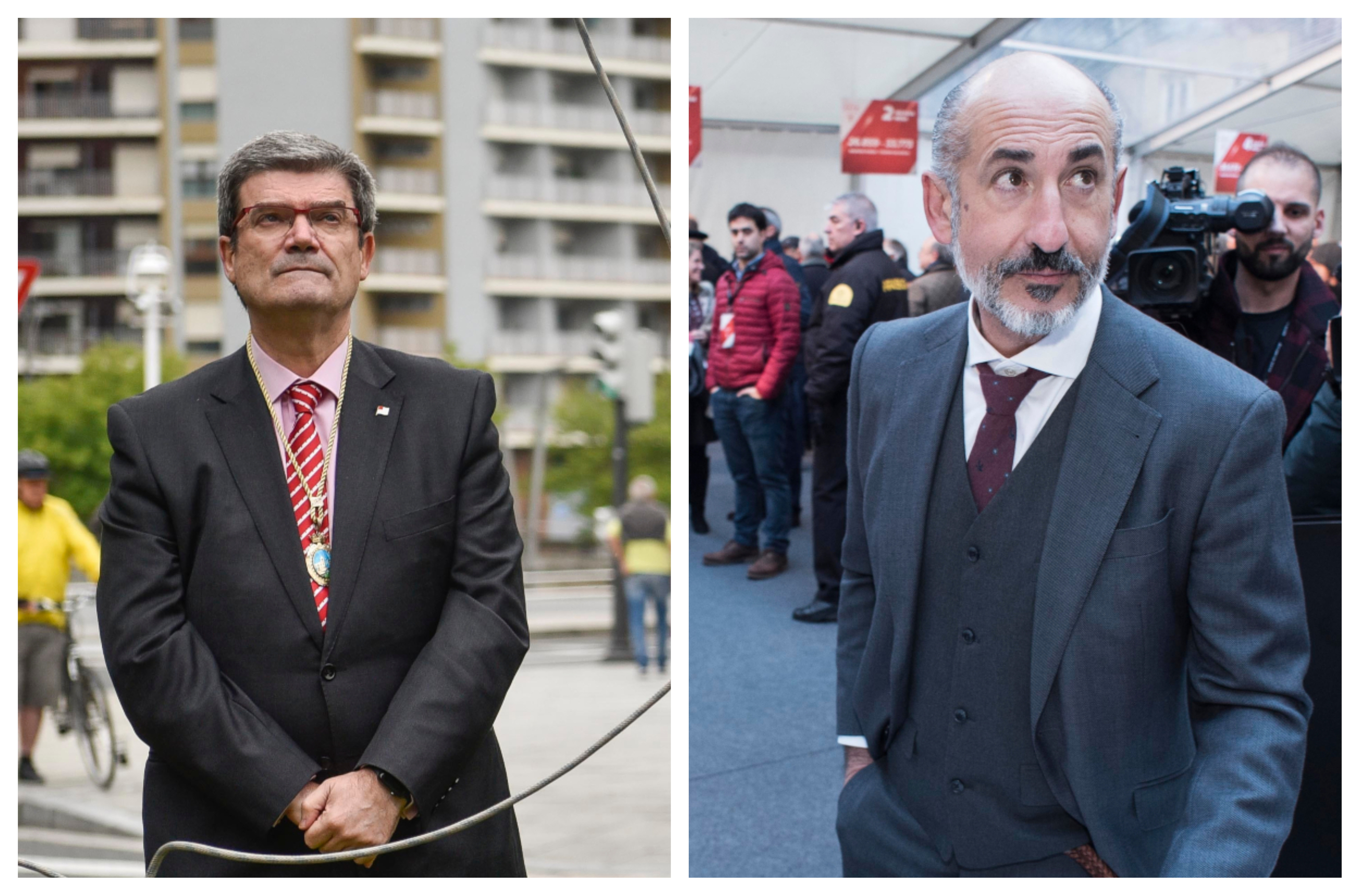 Juan Mari Aburto (izda., alcalde de Bilbao) y Aitor Elizegi (dcha, presidente del Athletic).