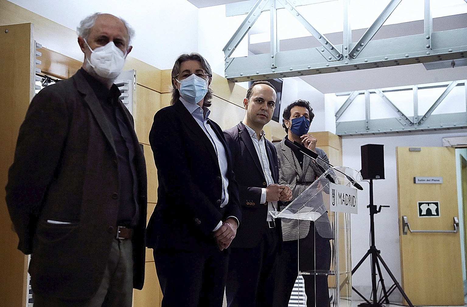 Luis Cueto, Marta Higueras, Jos Manuel Calvo y Felipe Llamas, el pasado marzo, durante una rueda de prensa.