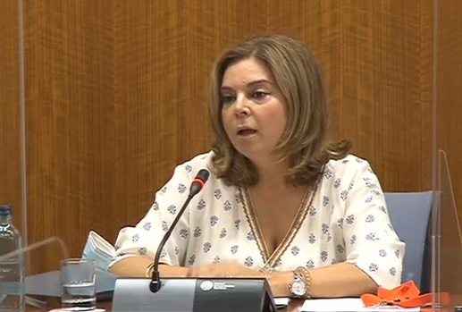 Carmen Ibanco, esposa de Juan Espadas, este viernes en el Parlamento andaluz.