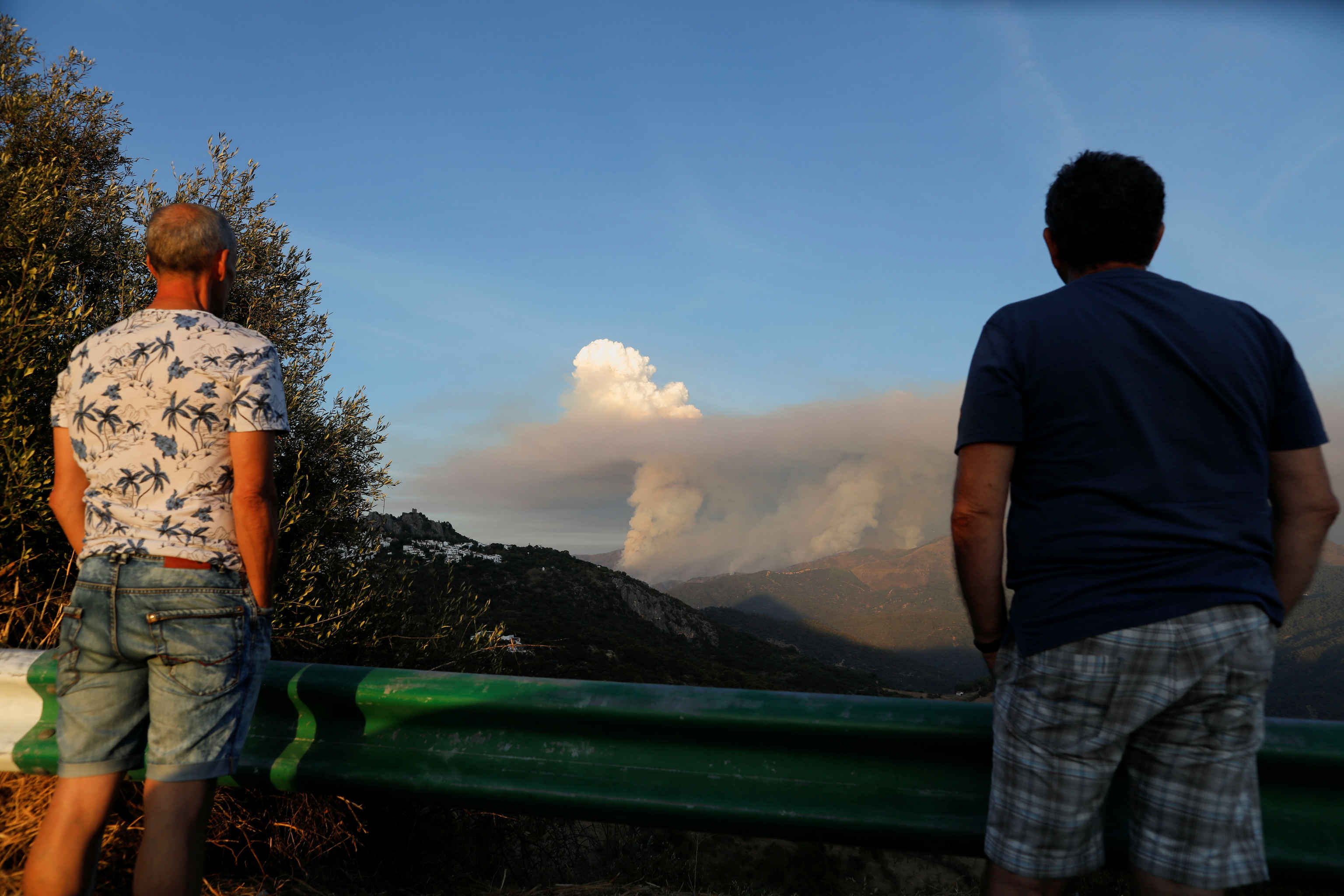 Nubes de humo denominadas "pirocmulos", segn el Plan Andaluz de Prevencin y Extincin de Incendios (INFOCA), procedentes de un incendio forestal en Sierra Bermeja, en Gaucn