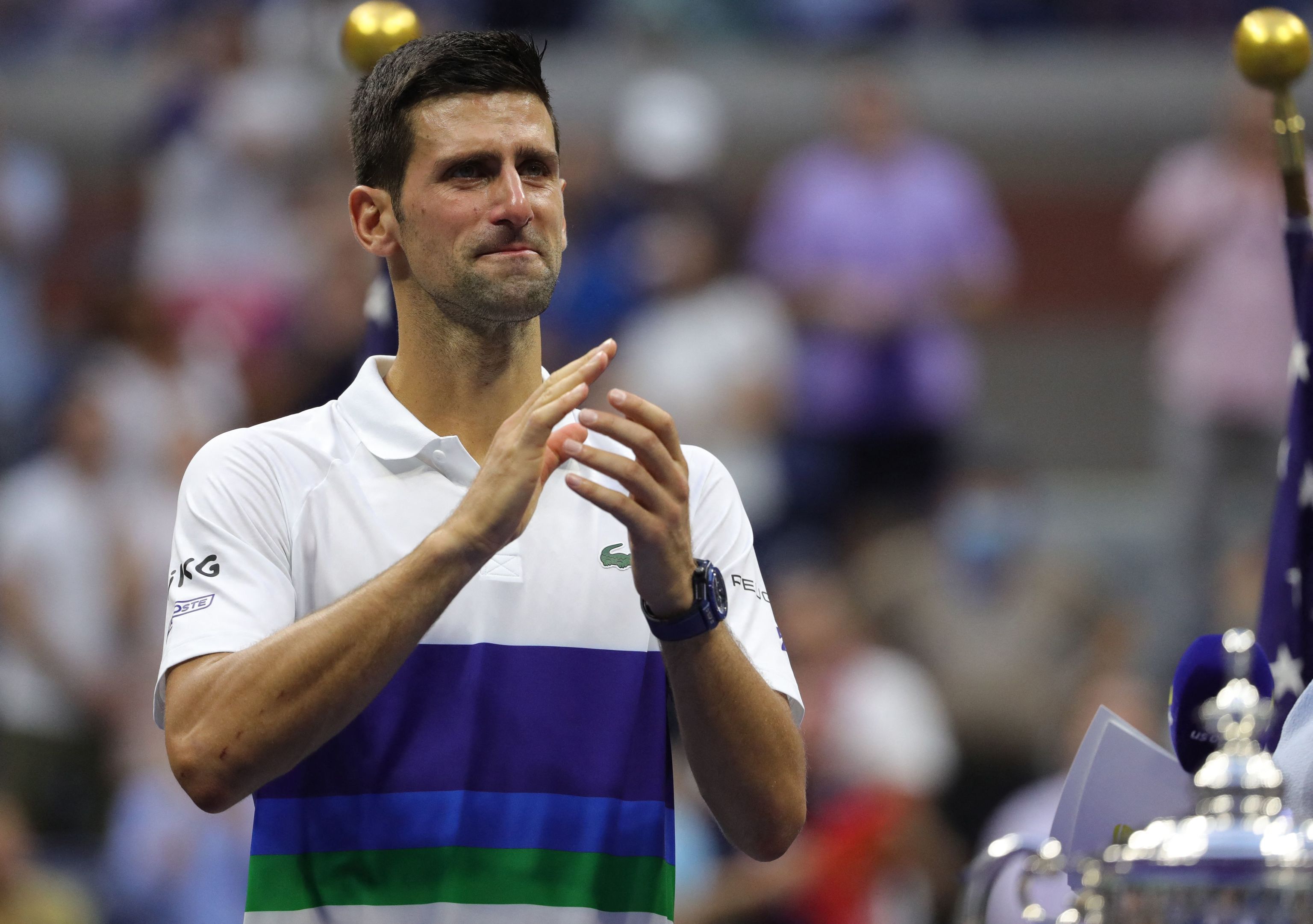 Djokovic, emocionado, tras perder la final del US Open.