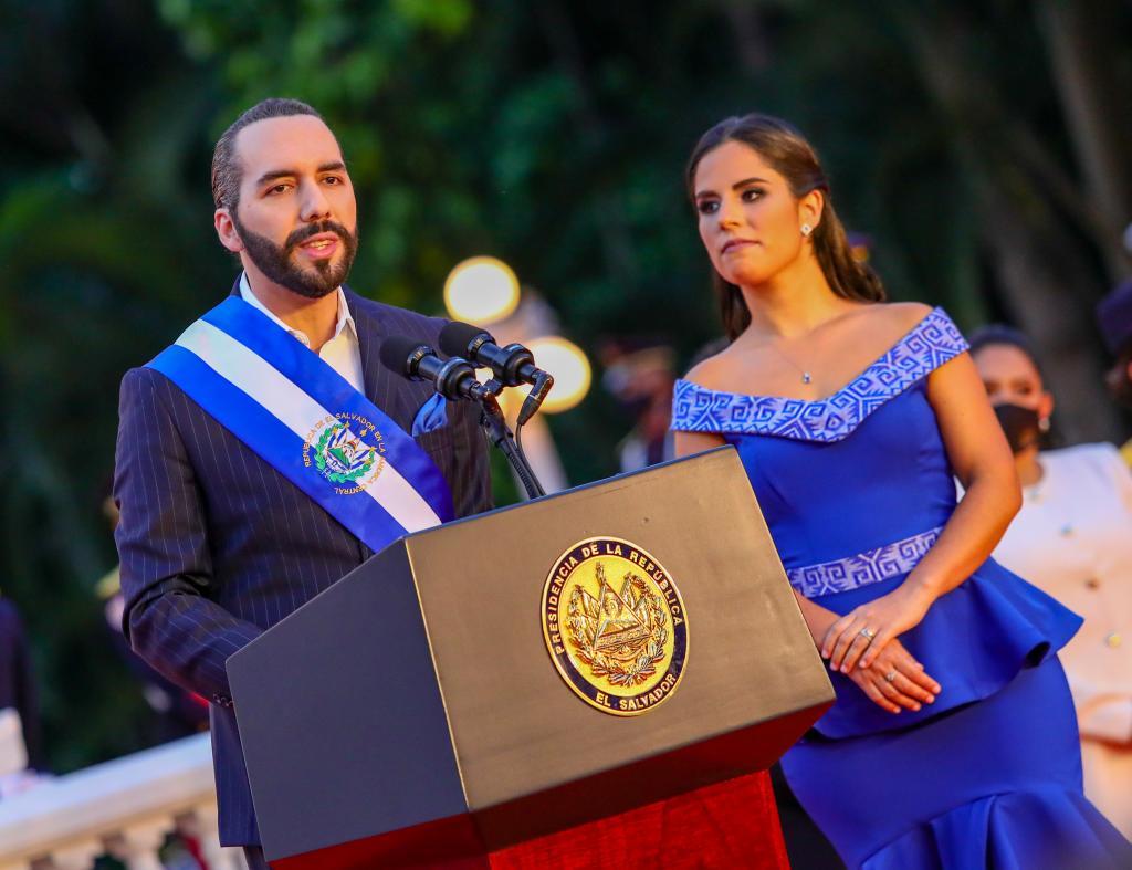 El presidente de El Salvador Nayib Bukele durante un acto.