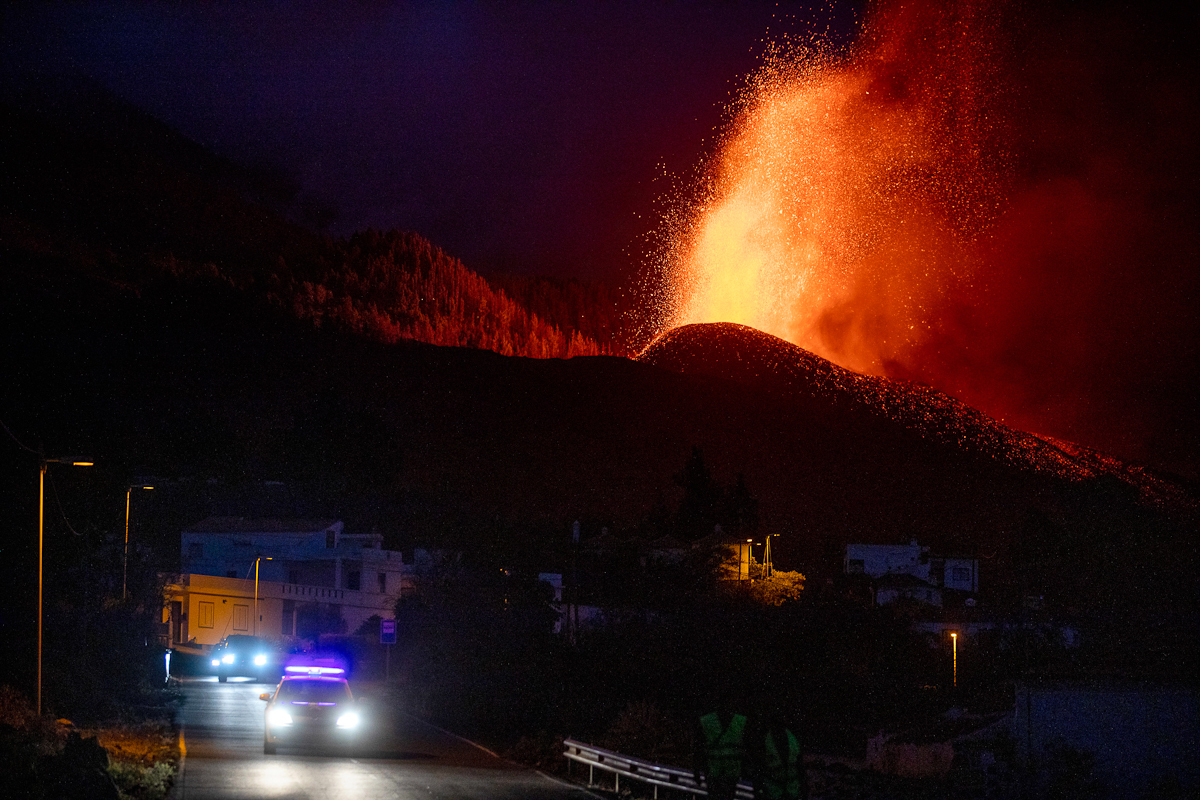El volcn de La Palma, en plena erupcin.