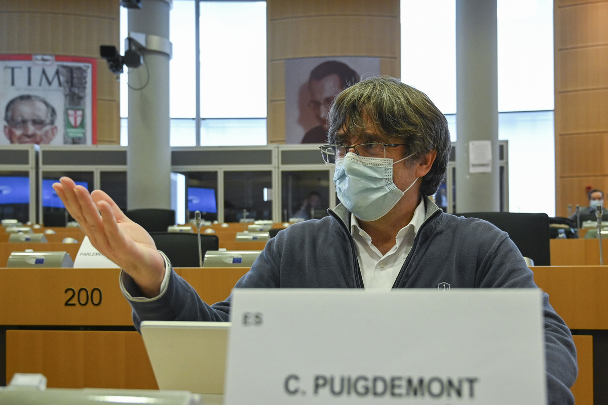 Carles Puigdemont, este lunes, en el Parlamento Europeo.