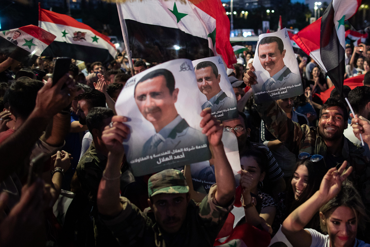 Simpatizantes de Bashar Asad, en Damasco.