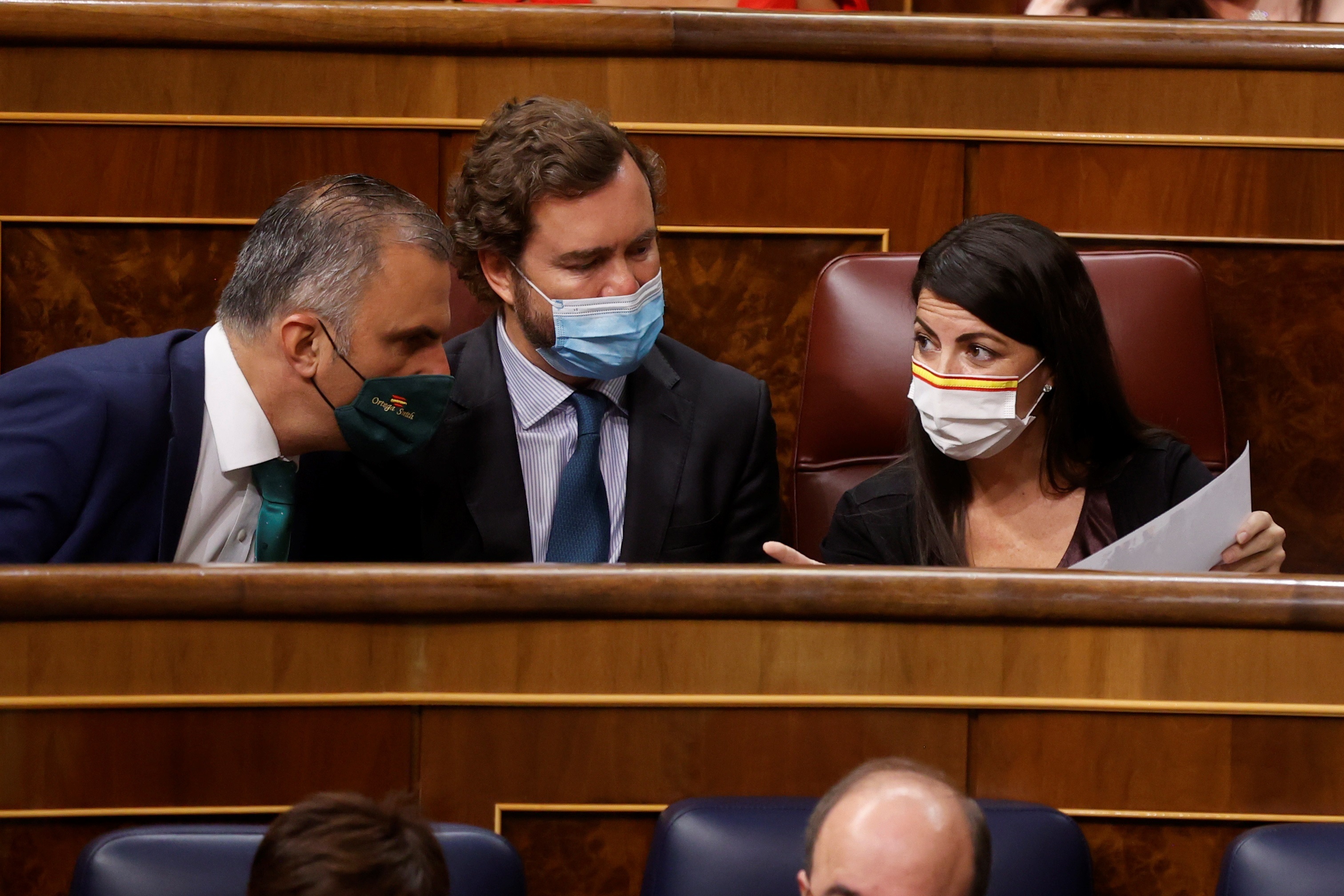Ortega, Espinosa y Olona, de Vox, la semana pasada en el Congreso