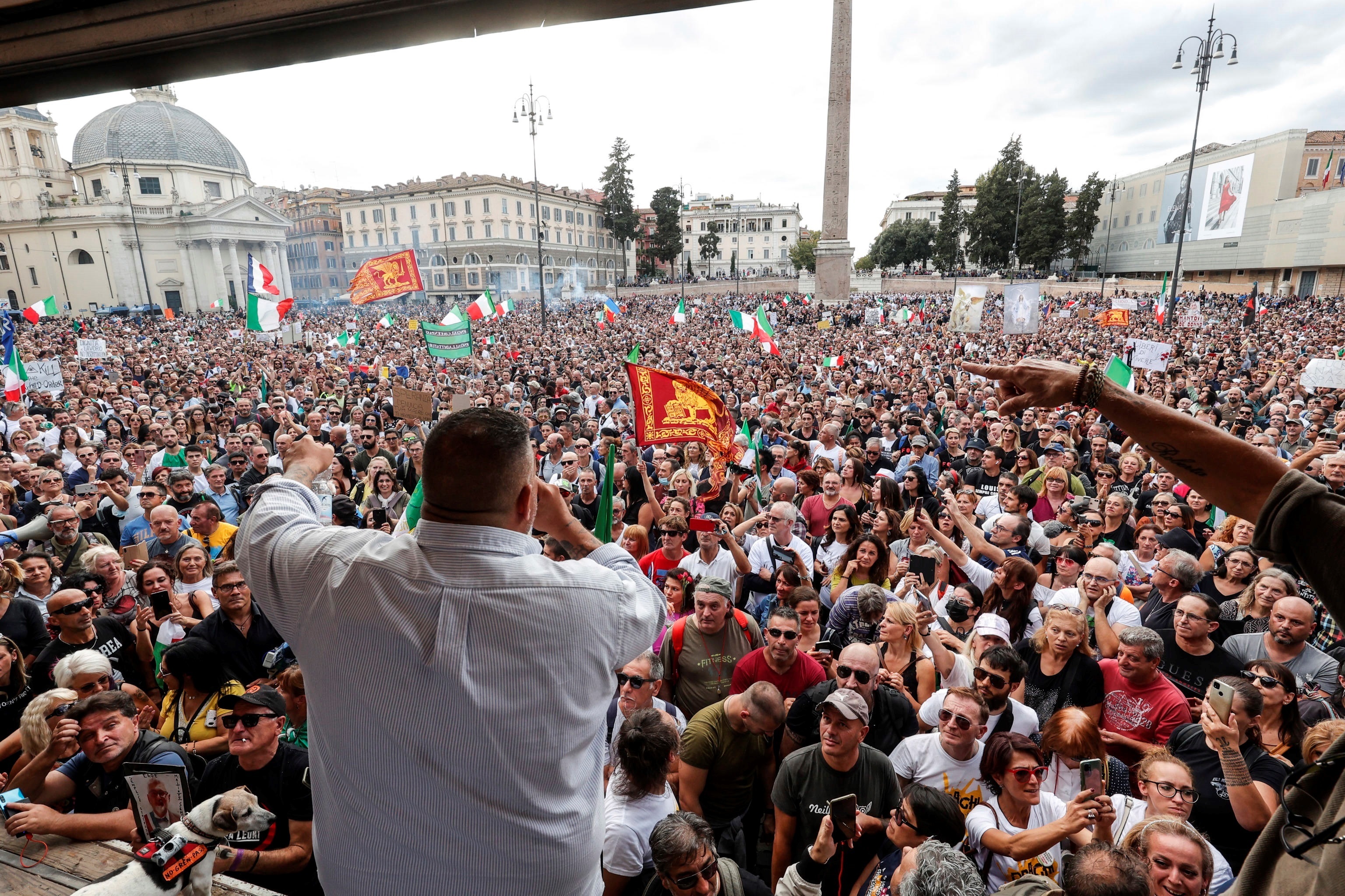 El lder del movimiento AREA, Giuliano Castellino, en una protesta de este sbado.