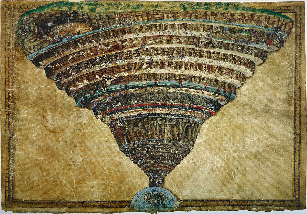 En la imagen, El Infierno en la interpretacin de Sandro Botticelli (ca. 1480-1495).