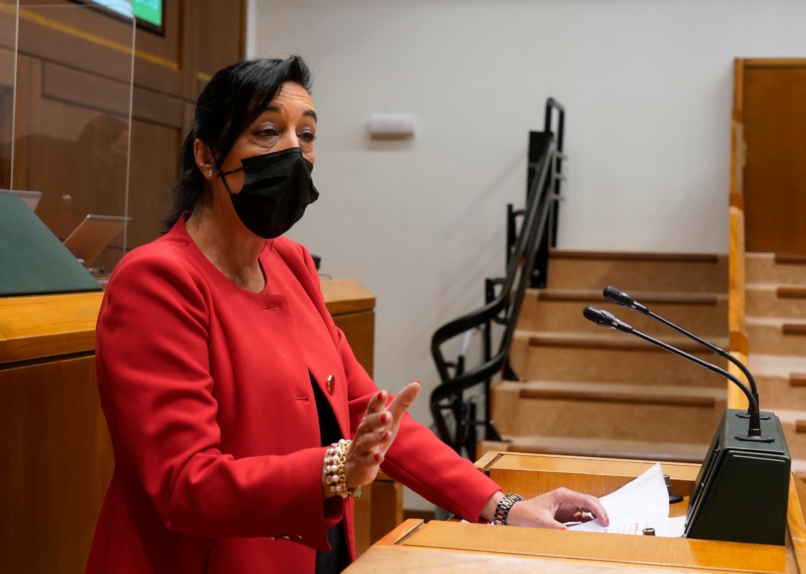La parlamentaria de Vox Amaia Martnez durante una de sus intervenciones desde la tribuna del Parlamento Vasco.
