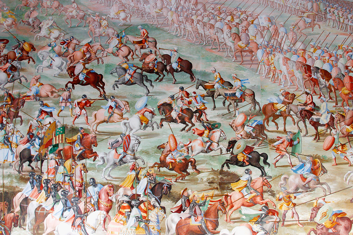 Detalle del mural de la sala de batallas del monasterio de El Escorial.