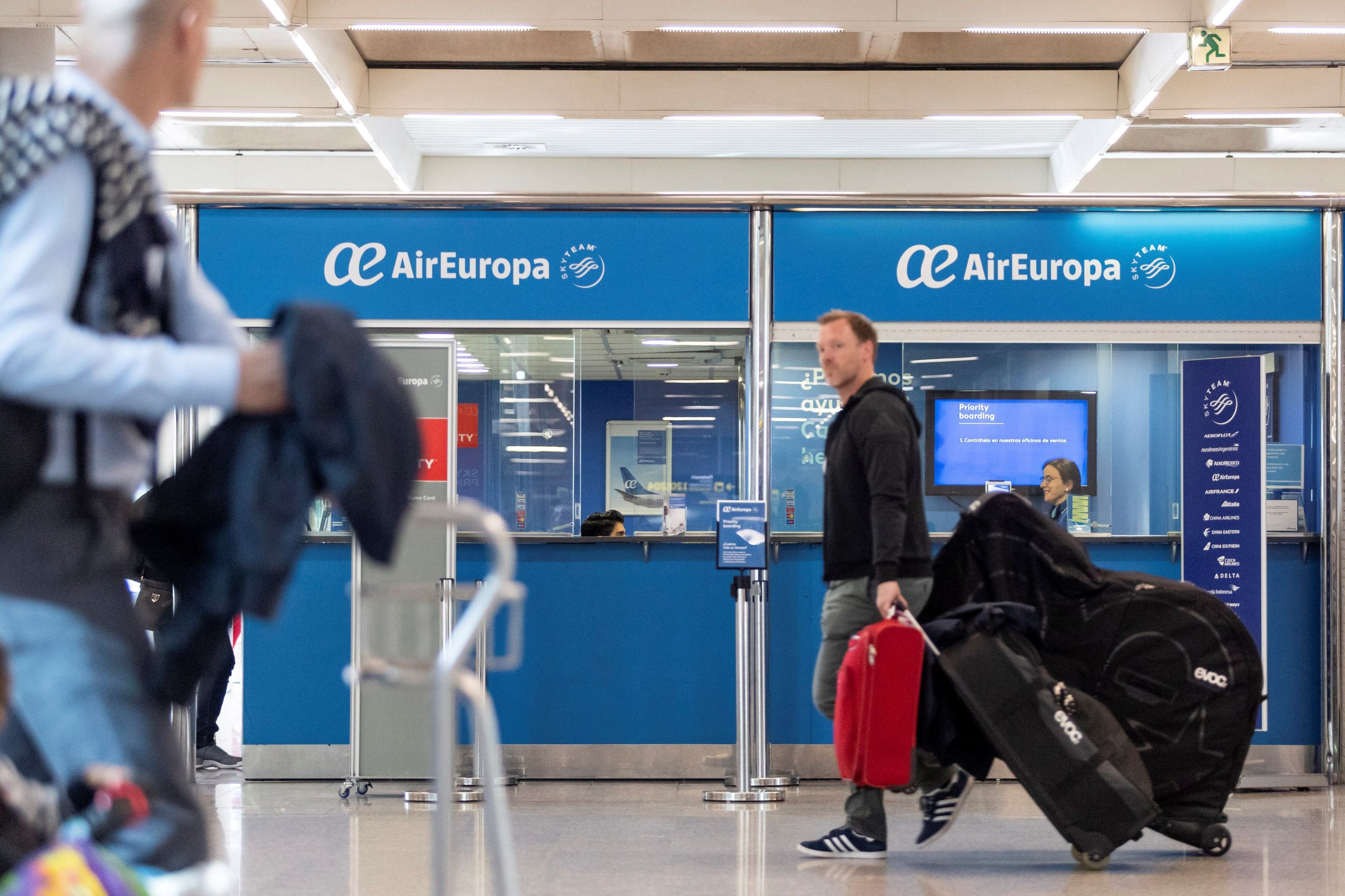 Un mostrador de Air Europa en el aeropuerto de Madrid-Barajas