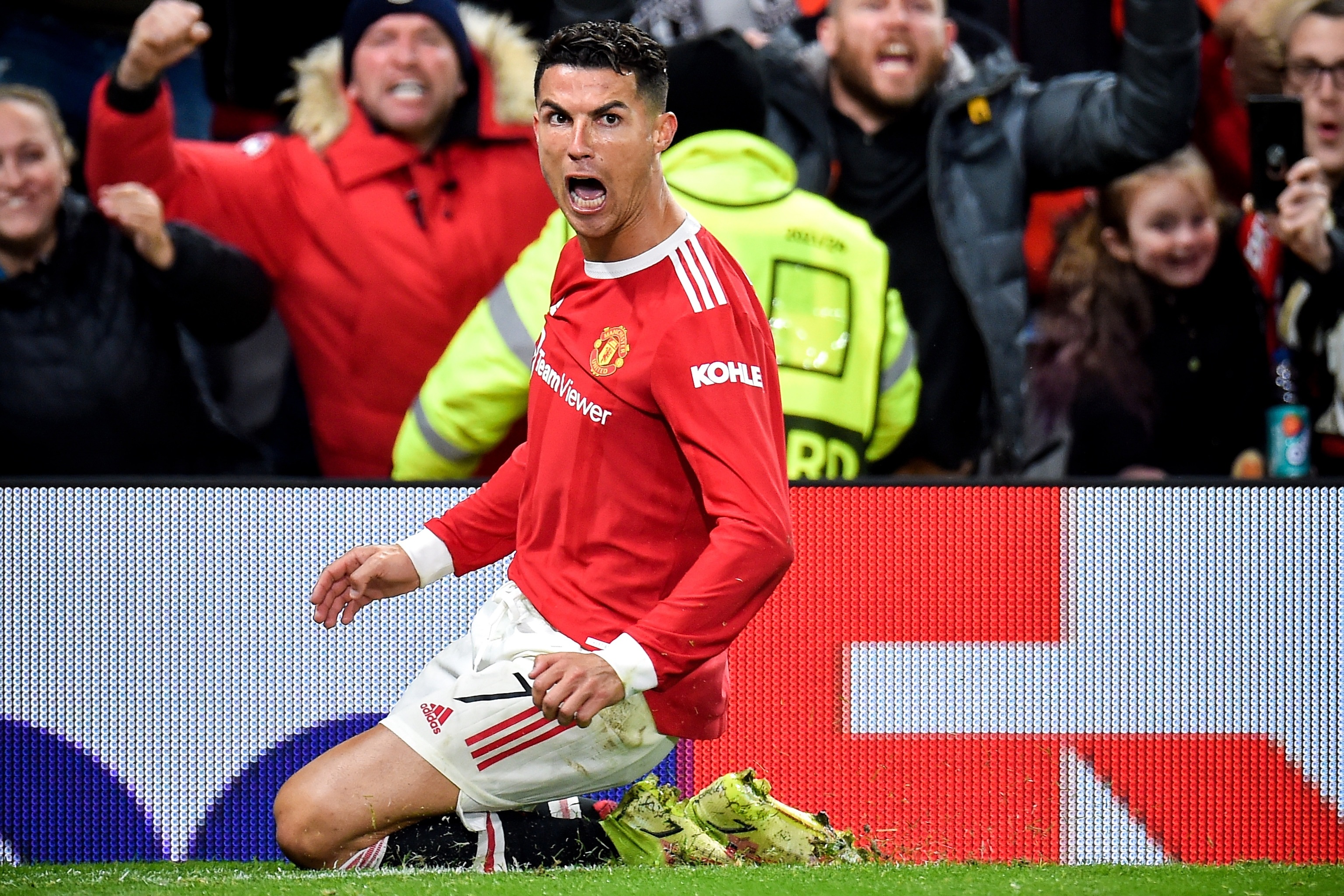 Cristiano Ronaldo celebra su gol al Atalanta.