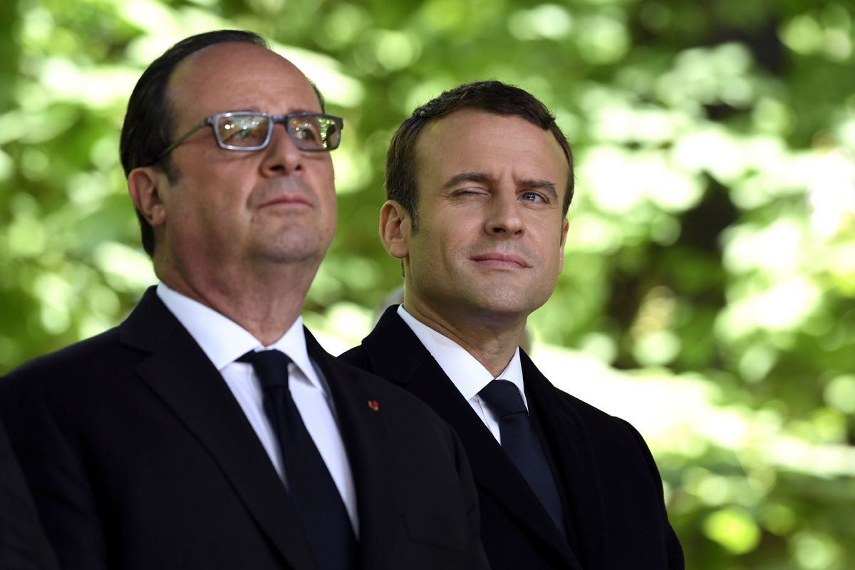 Franois Hollande junto al presidente Emmanuel Macron.