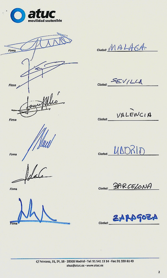 El documento que recoge las firmas de los alcaldes.