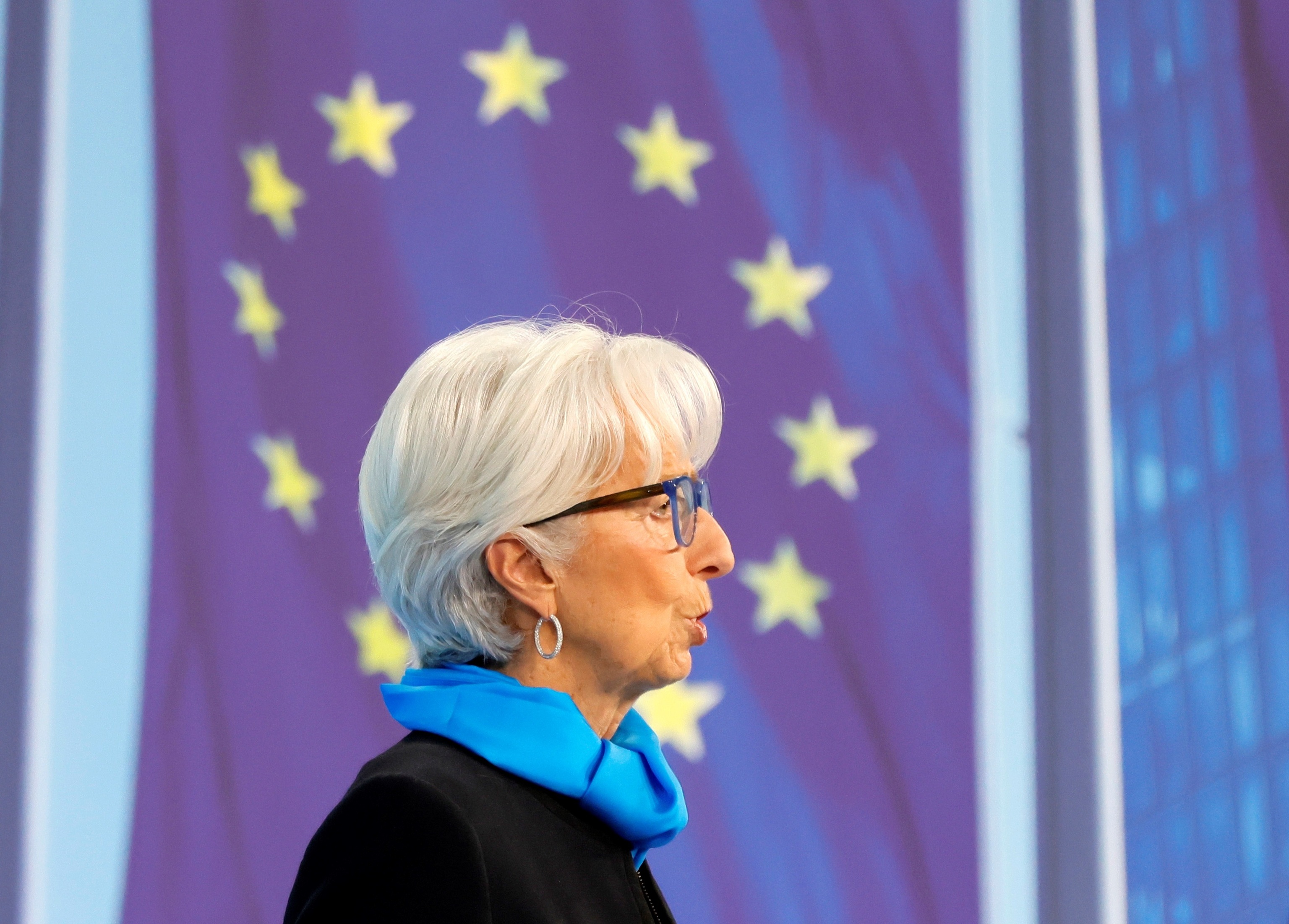 La presidenta del BCE, Christine Lagarde, tras la reunin en Frncfort.