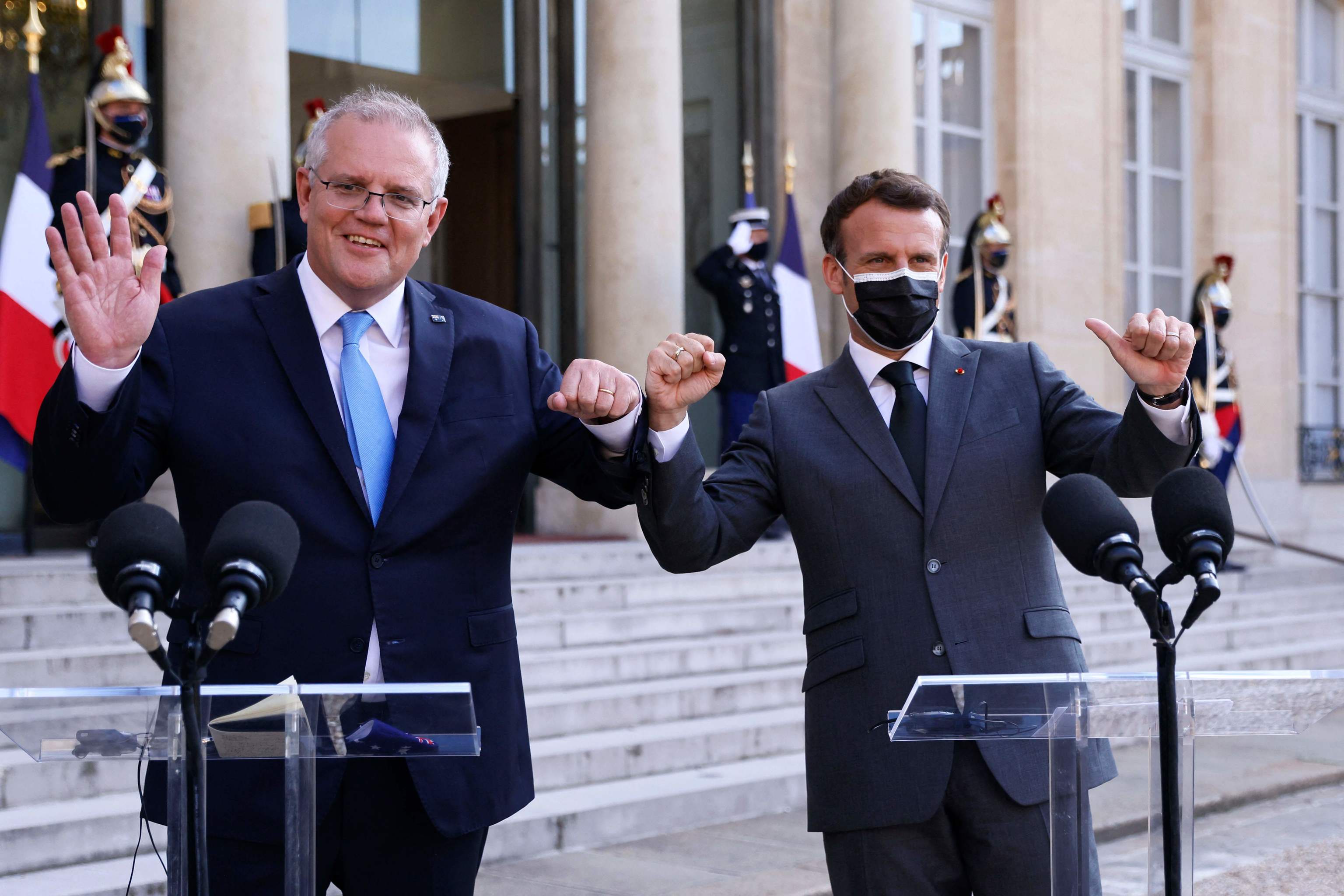 Emmanuel Macron (derecha) y Scott Morrison, en Pars el pasado junio.