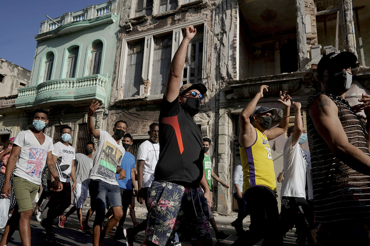 Protesta contra el Gobierno cubano, en La Habana.