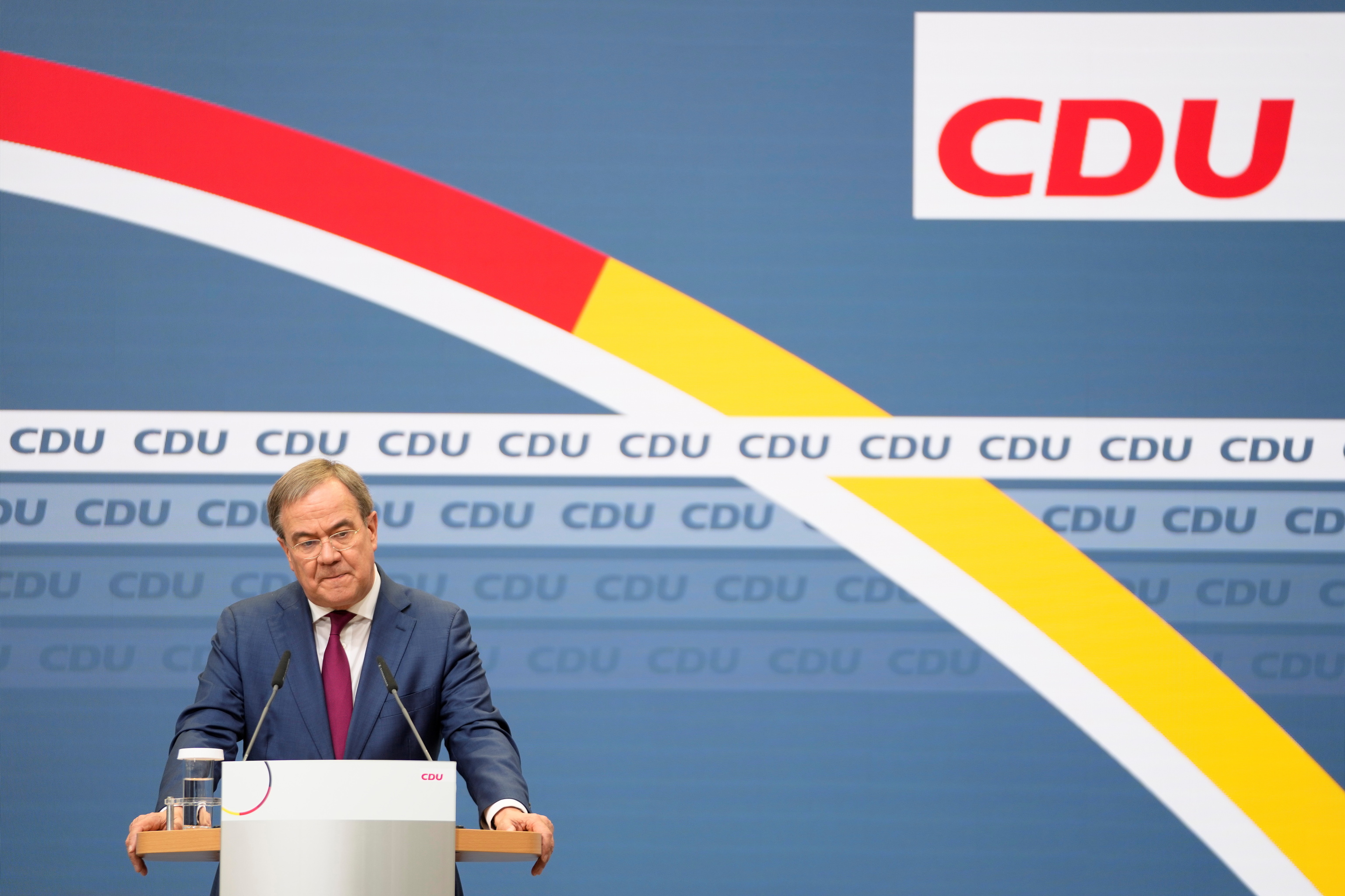 El lder de la CDU, Armin Laschet, en una rueda de prensa este martes.