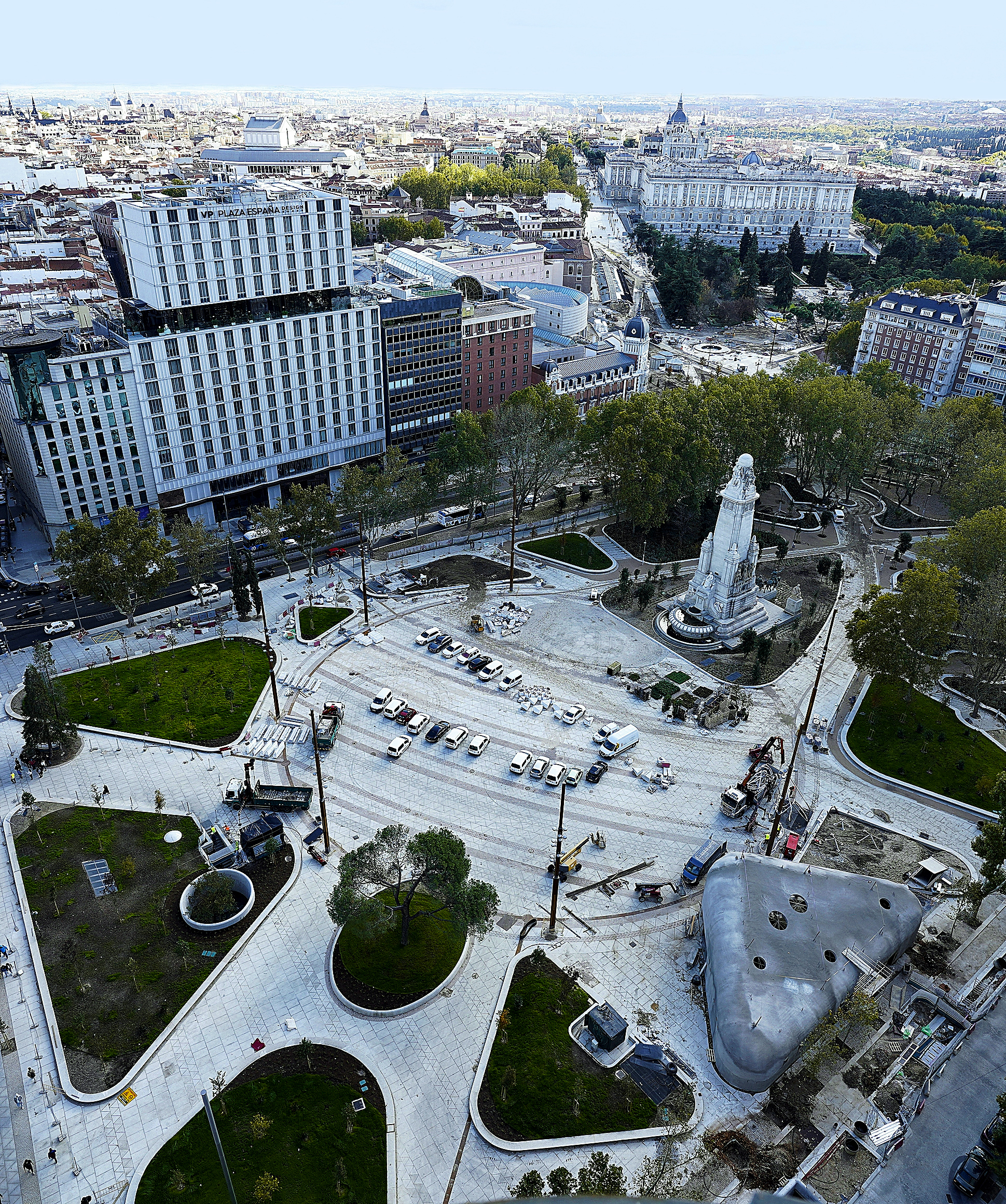 Imagen area de la Plaza de Espaa tomada este mircoles, con las obras a punto de concluir.