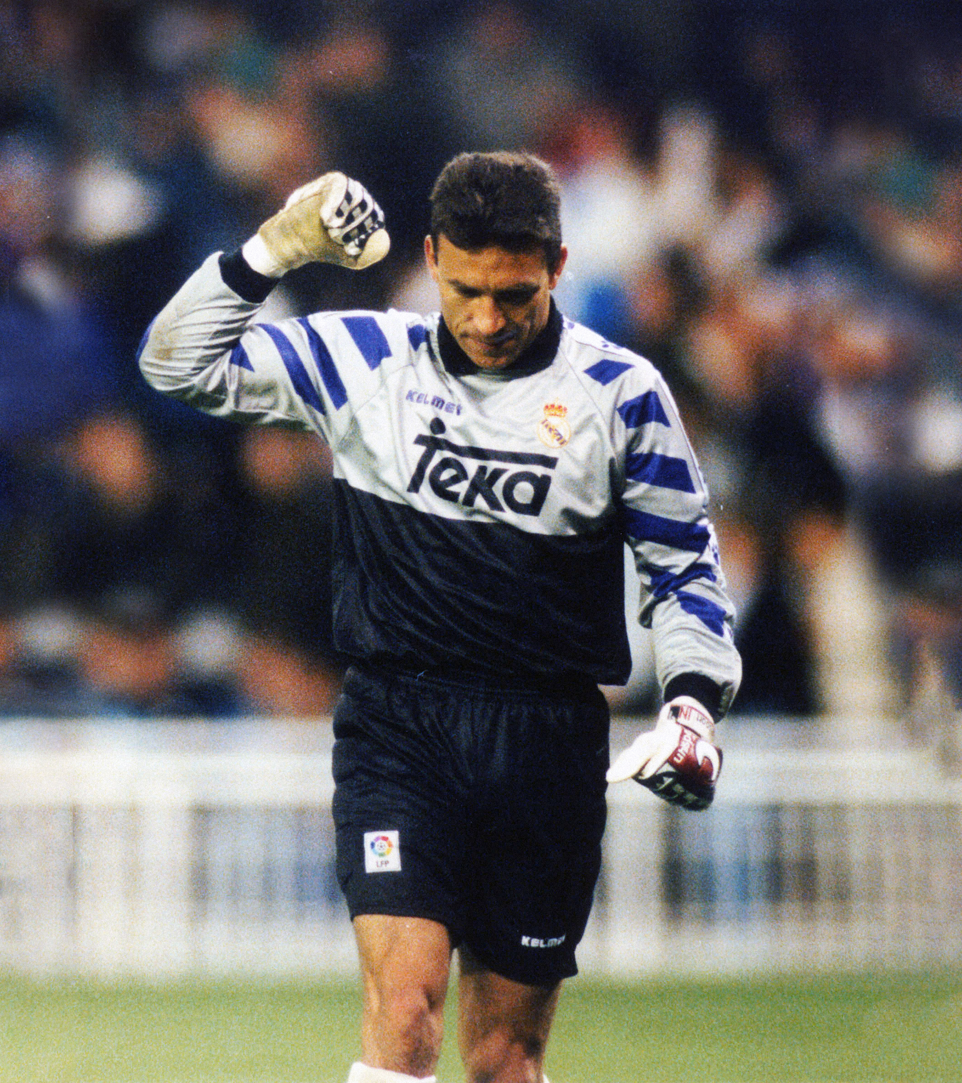 Paco Buyo durante un partido del Real Madrid en 1995.