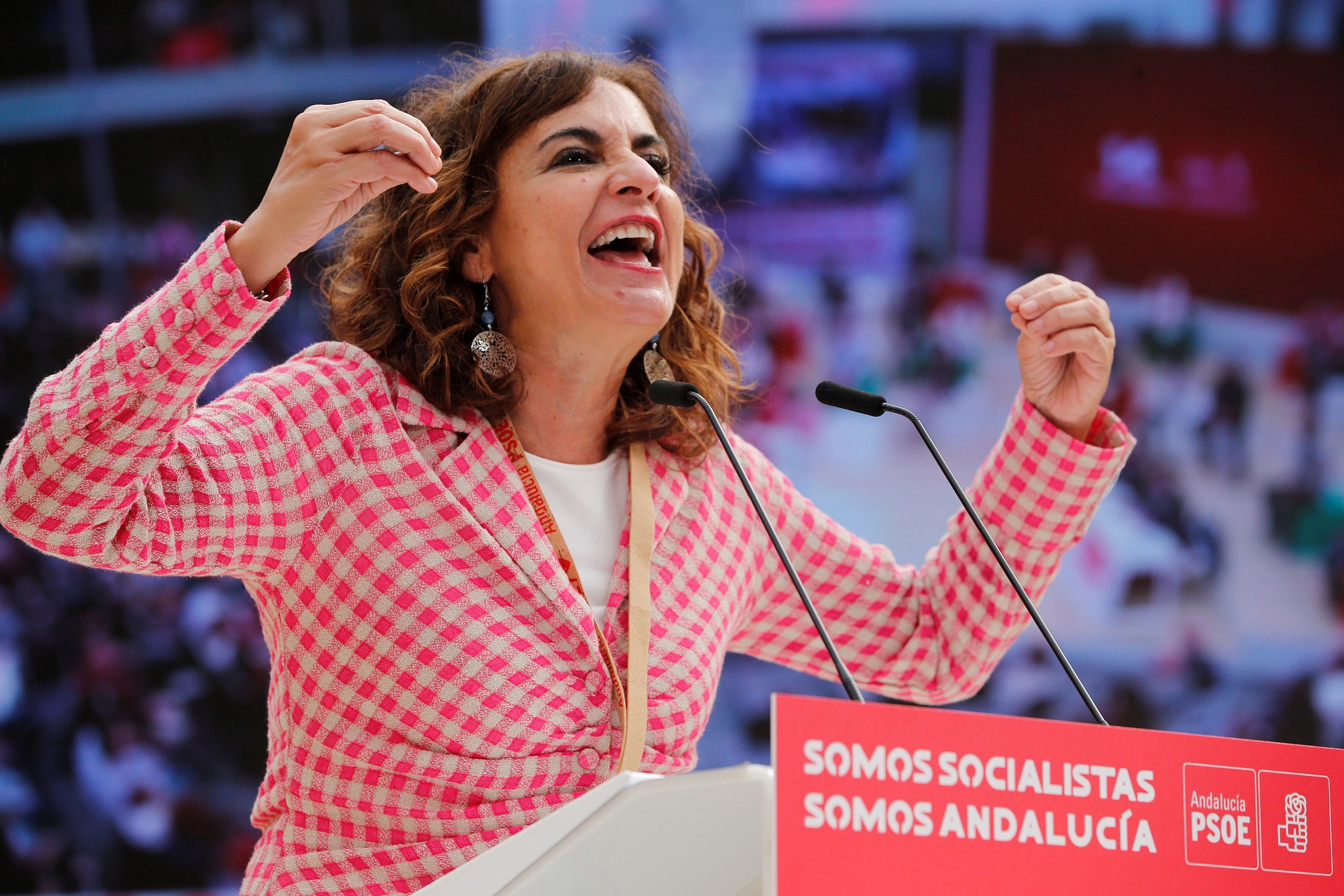 La ministra de Hacienda, María Jesús, durante su intervención en el 14º Congreso Regional del PSOE-A.
