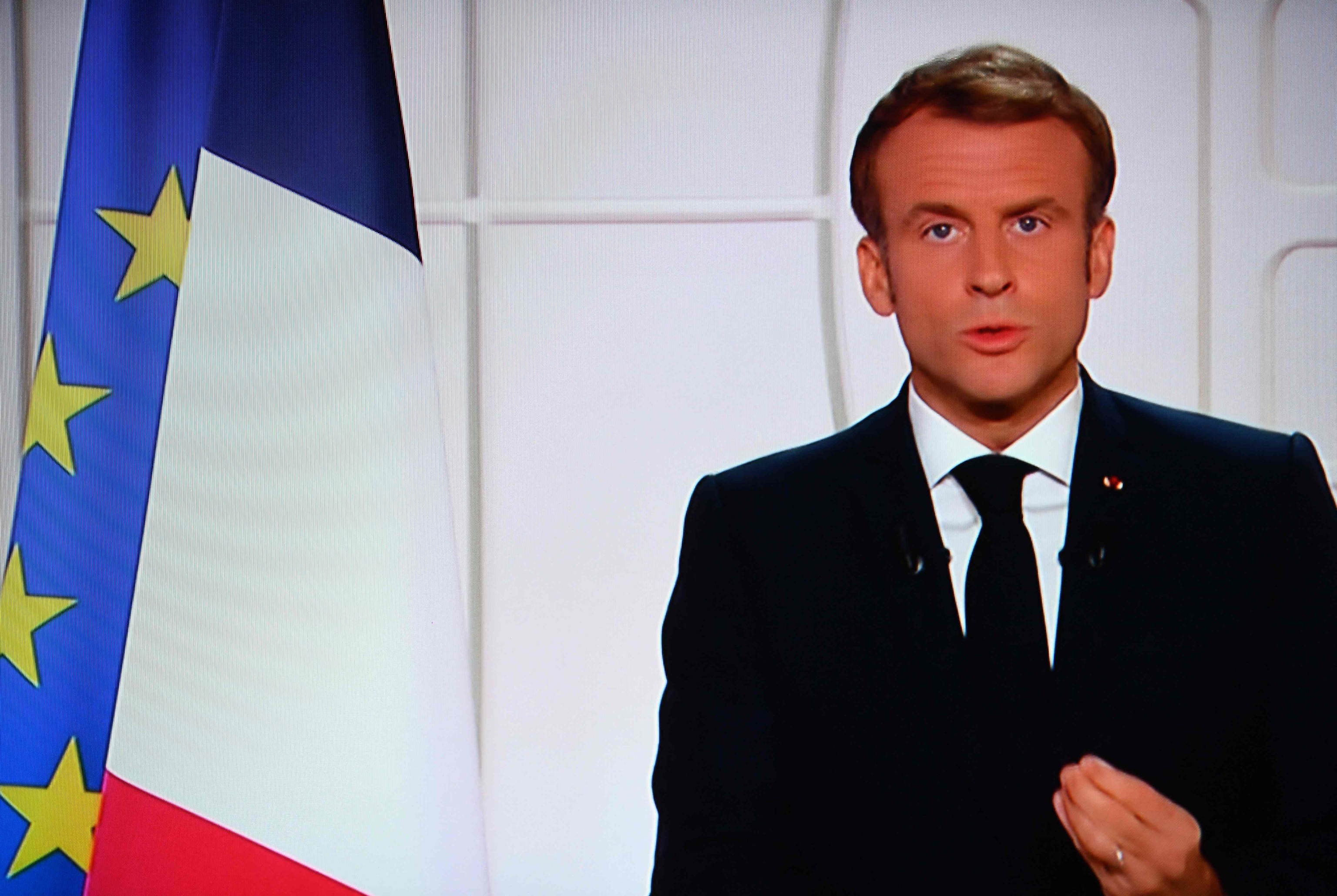Emmanuel  Macron, durante su discurso.