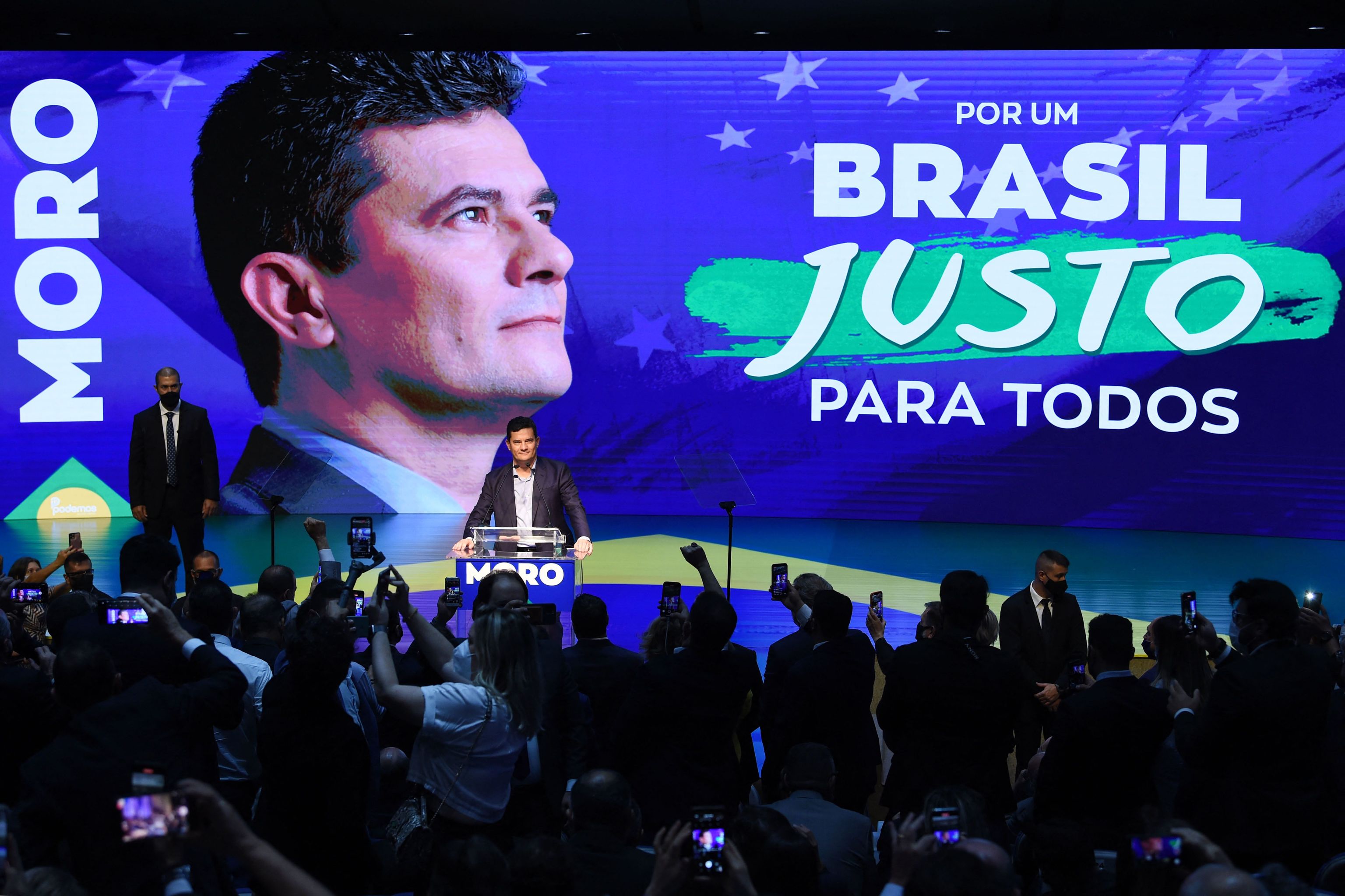 El exjuez brasileo Sergio Moro, durante un acto poltico este mircoles.
