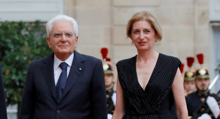 Sergio Mattarella, presidente italiano, y su hija, Laura.