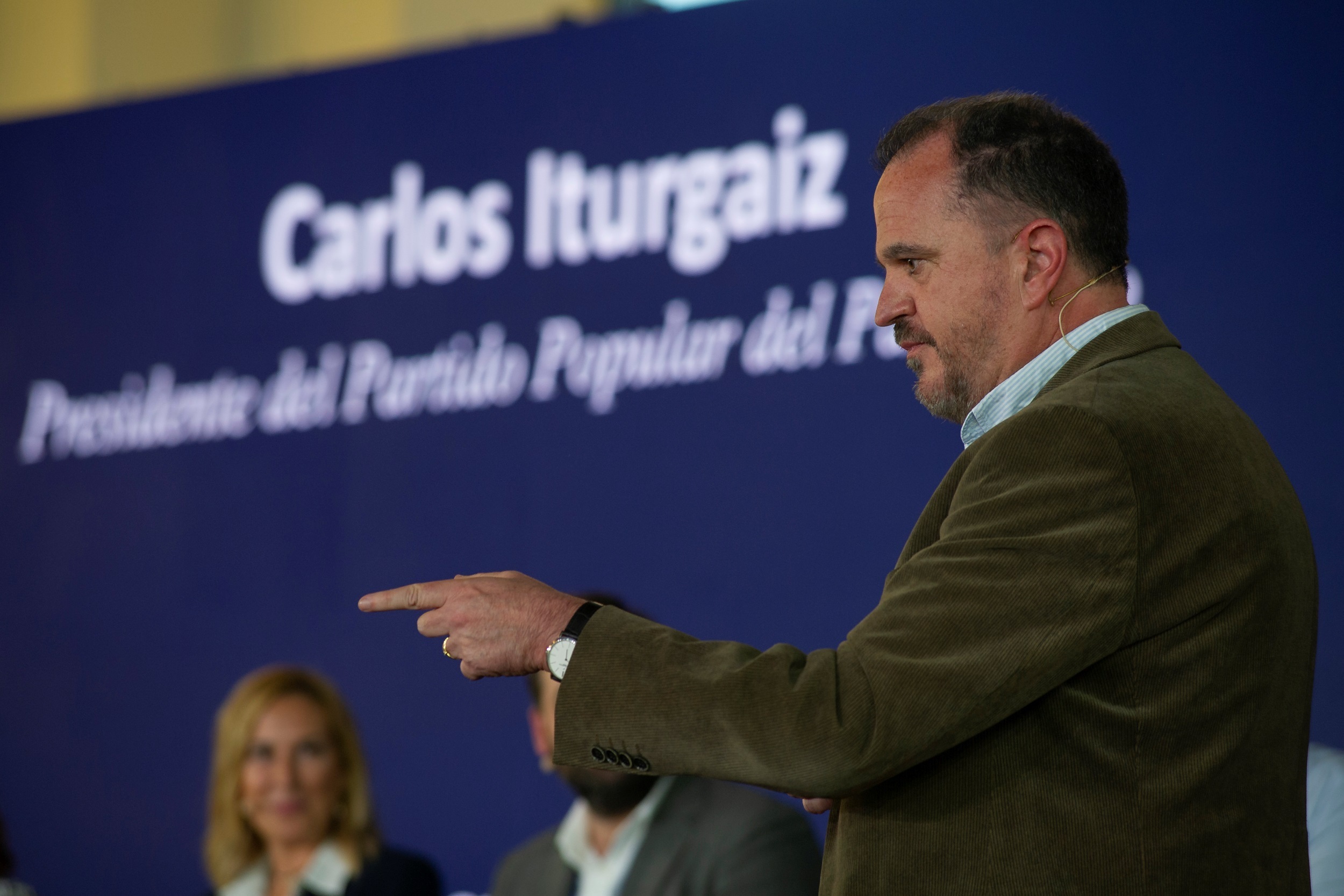 El presidente del PP vasco Carlos Iturgaiz durante su participacin en un acto poltico.