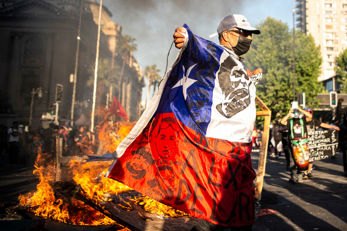 Protesta contra el Gobierno en Santiago de Chile.