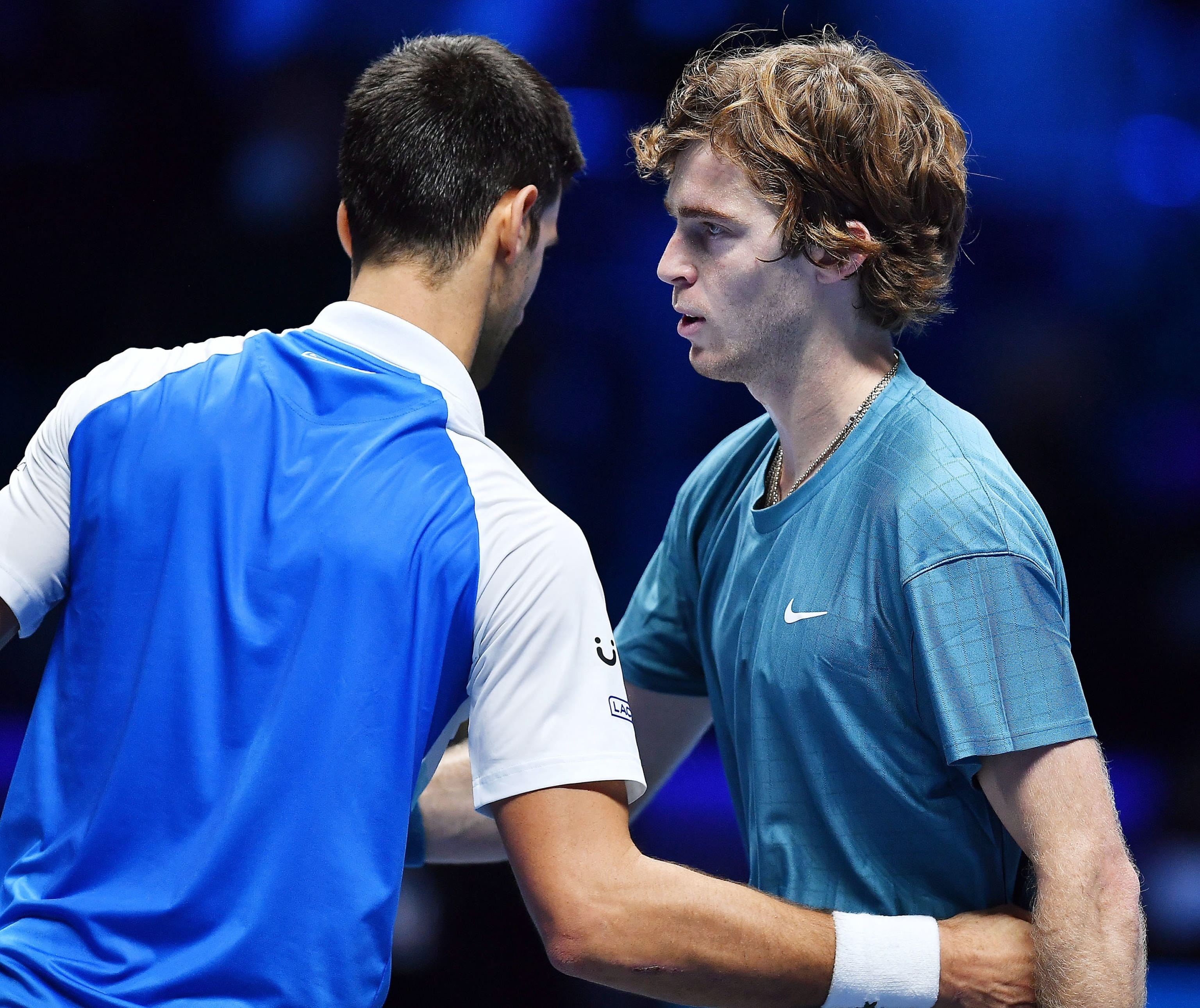 Djokovic y Rublev, durante el Nitto ATP Finals en Turin.
