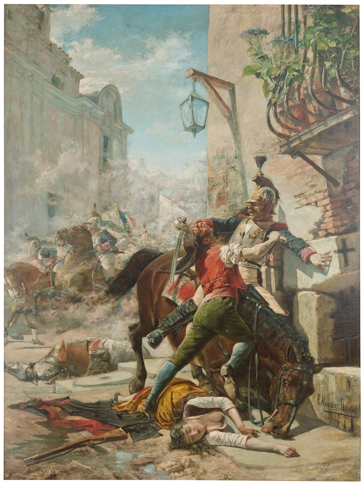 Detalle de 'Malasaa y su hija se baten contra los franceses', en depsito en el Museo de Zaragoza.