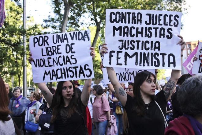 Manifestación en el centro de Madrid contra la violencia machista.