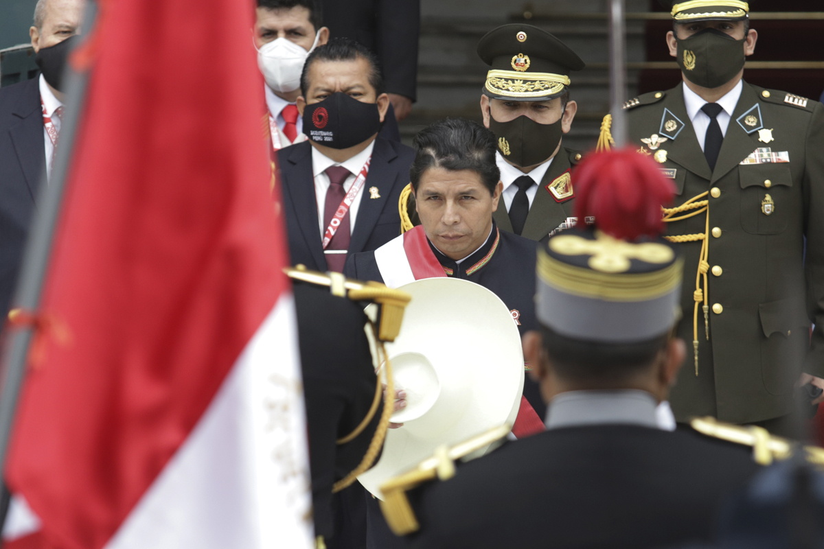 El presidente peruano, Pedro Castillo, durante su jura.