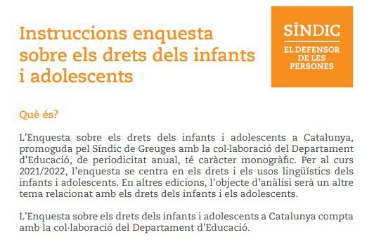 Presión a los colegios para que los niños respondan la encuesta sobre el castellano: "No es necesaria autorización de las familias"