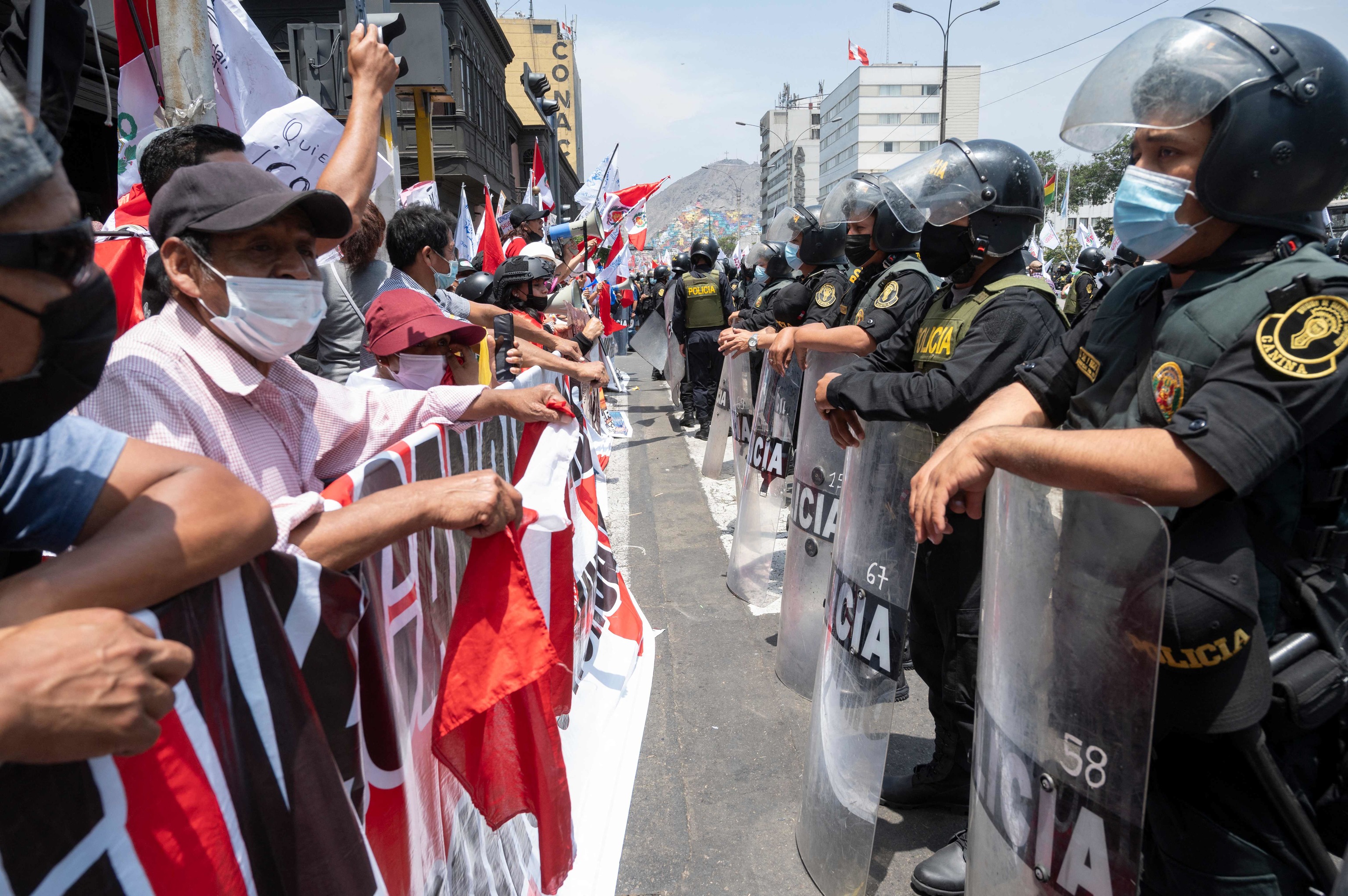 Manifestación contra Castillo hoy en Lima.