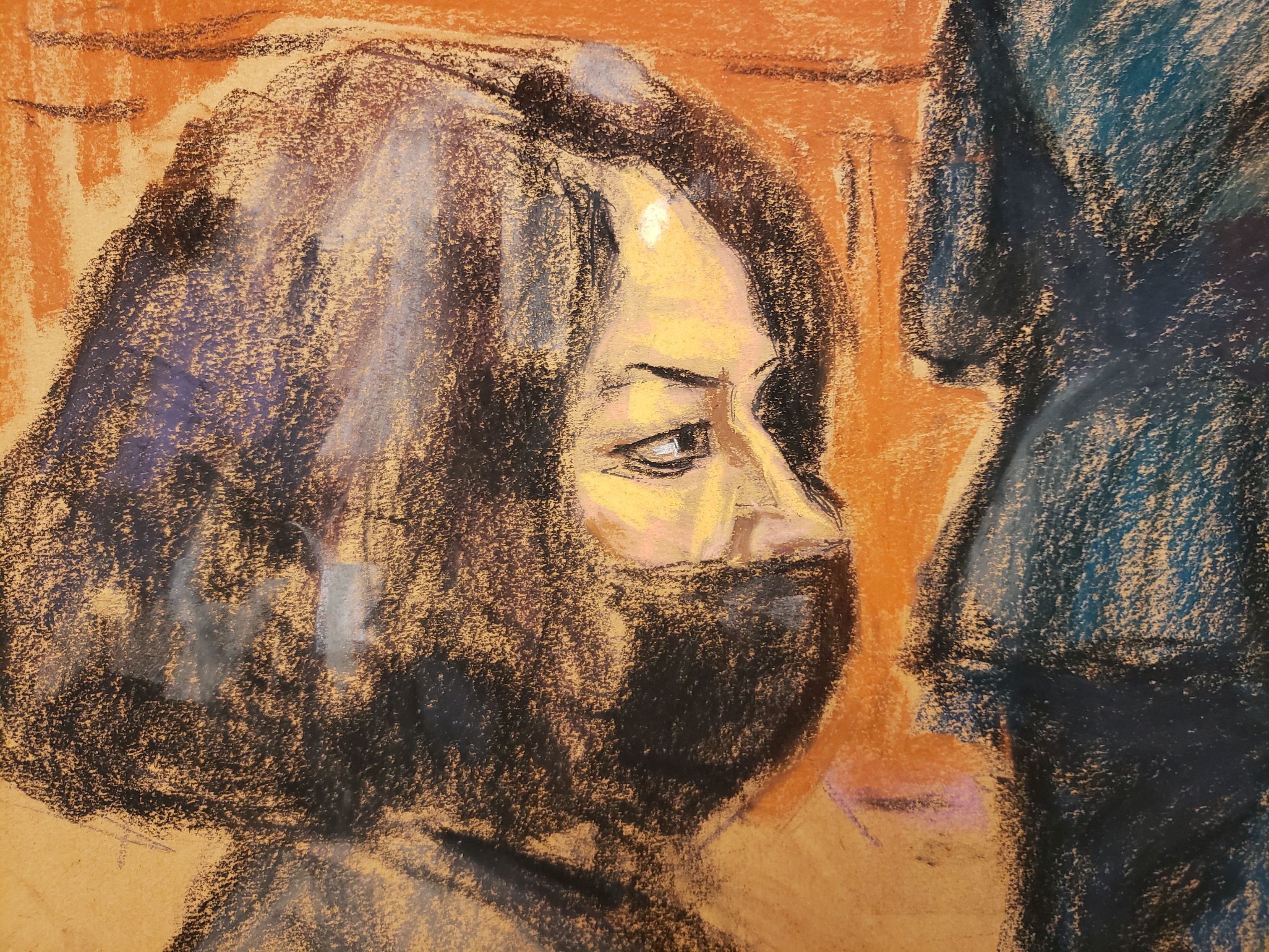 Ghislaine Maxwell mira mientras la agente especial del FBI Kelly Maguire testifica durante el juicio de Maxwell, la asociada de Jeffrey Epstein acusada de trfico sexual, en un boceto de la sala de justicia en la ciudad de Nueva York, Estados Unidos, el 6 de diciembre de 2021.