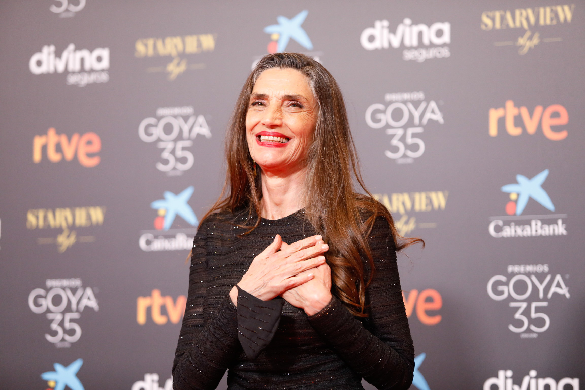 ngela Molina y su melena plateada en la ltima edicin de los Premios Goya, en marzo de 2021