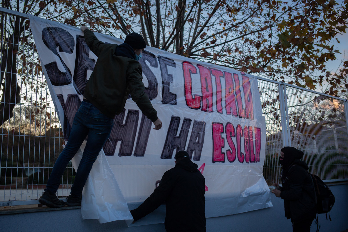 Protesta contra el castellano, en Canet (Barcelona).