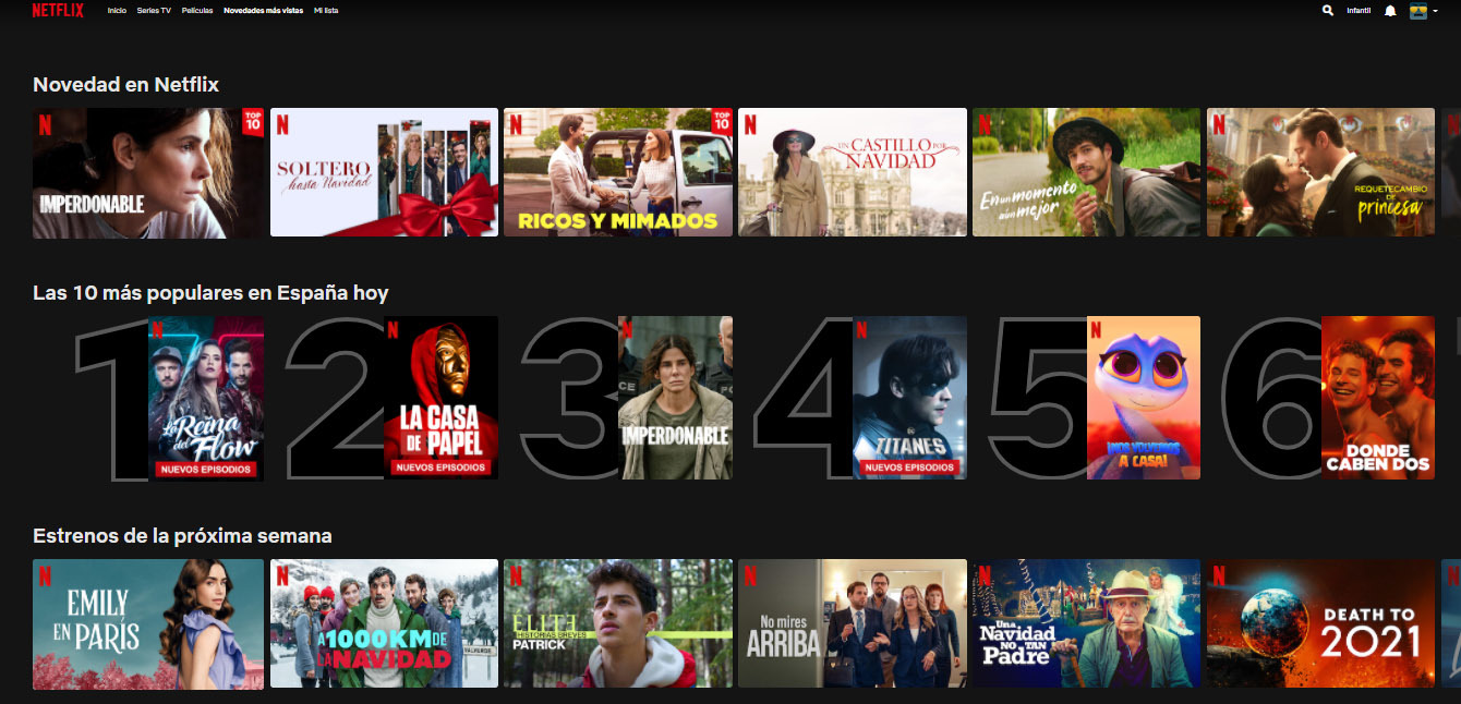 Pgina principal de acceso a Netflix.