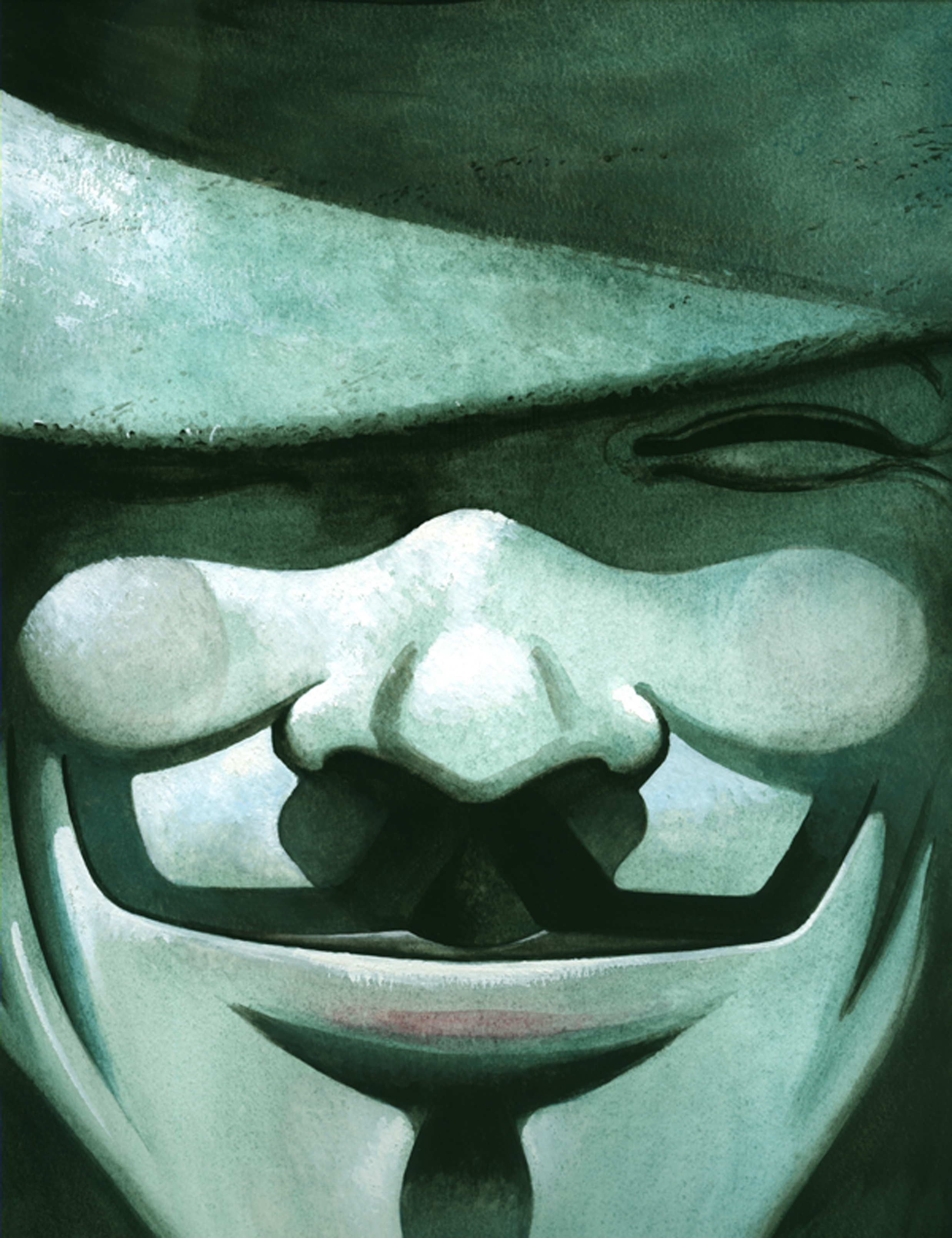 La icnica mscara de 'V de Vendetta' dibujada por David Lloyd..