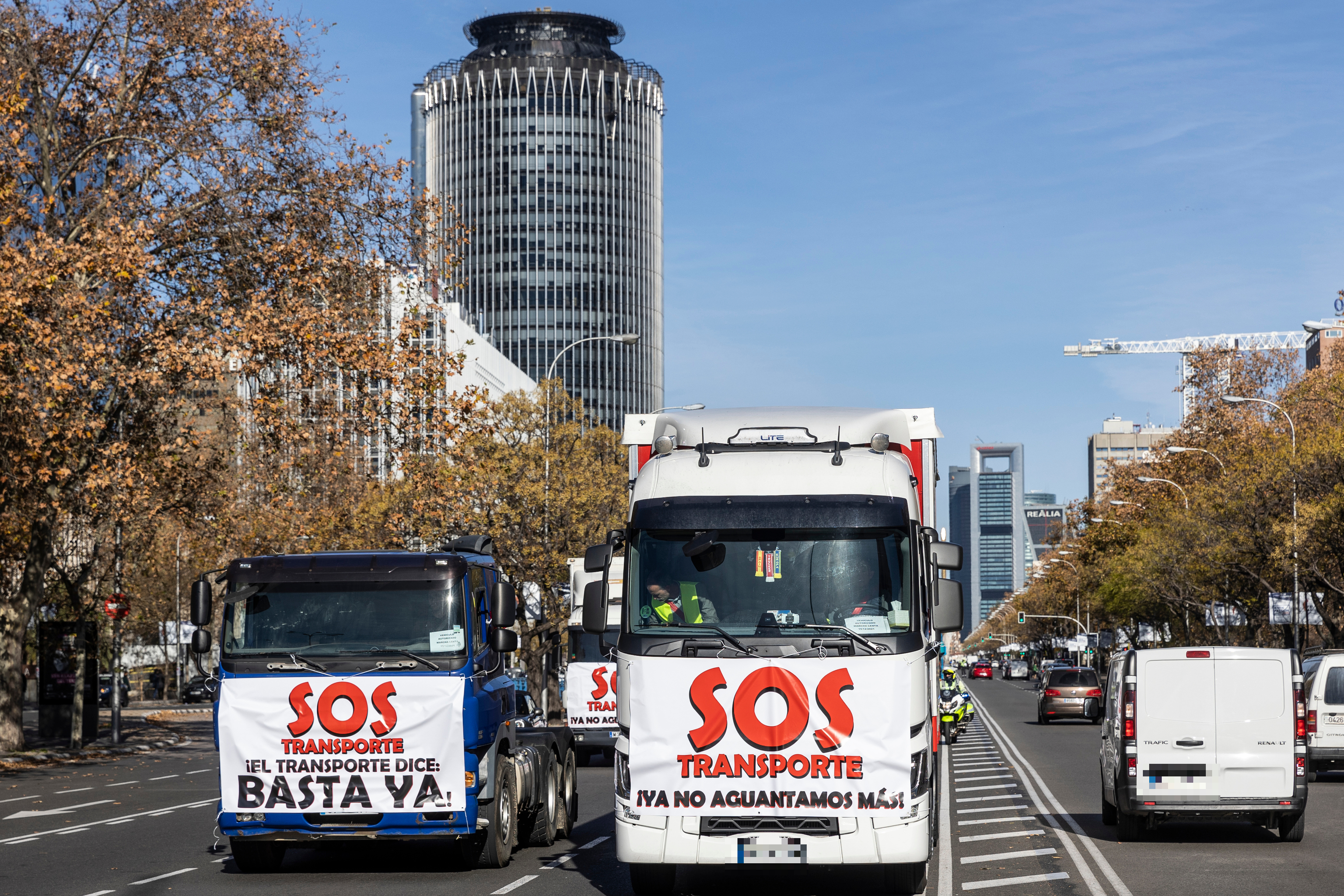 Transportistas protestan en Madrid.
