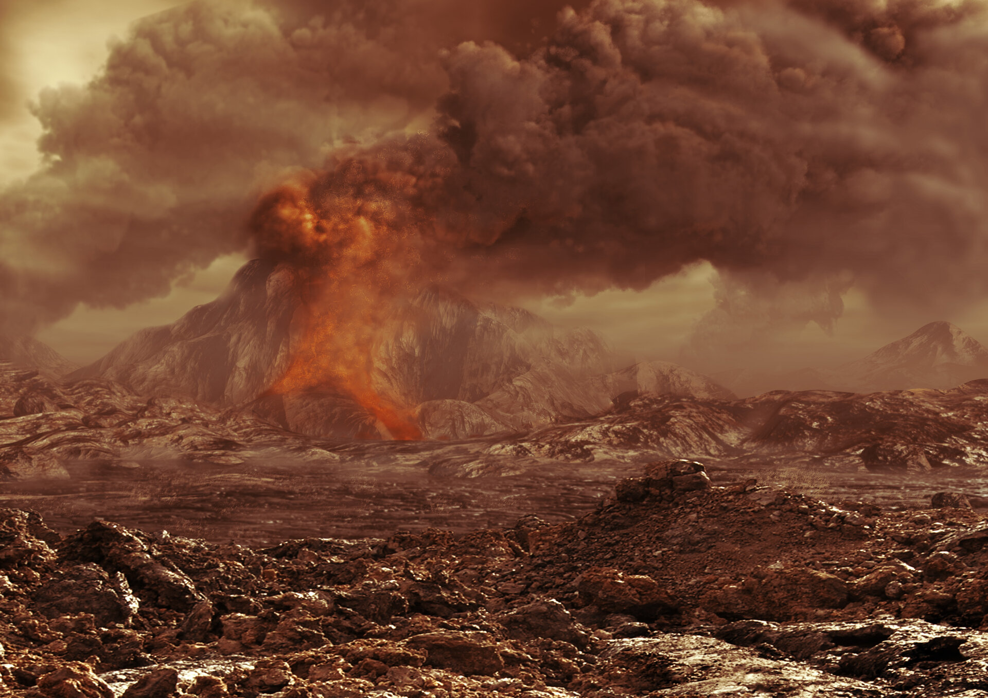 Recreacin de una erupcin volcnica en Venus.