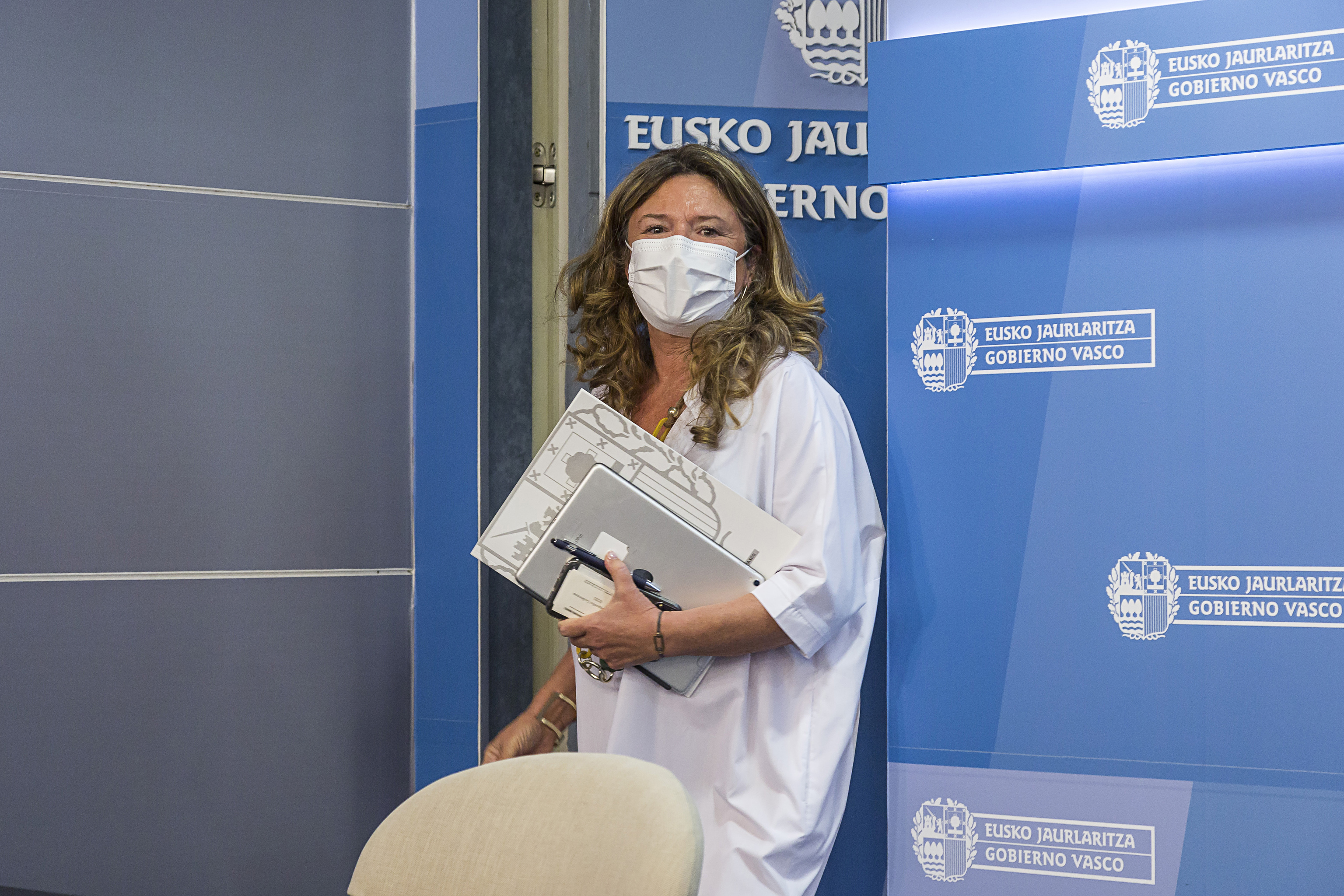 La consejera de Salud Gotzone Sagardui en una de las comparecencias para explicar la evolucin de la pandemia.