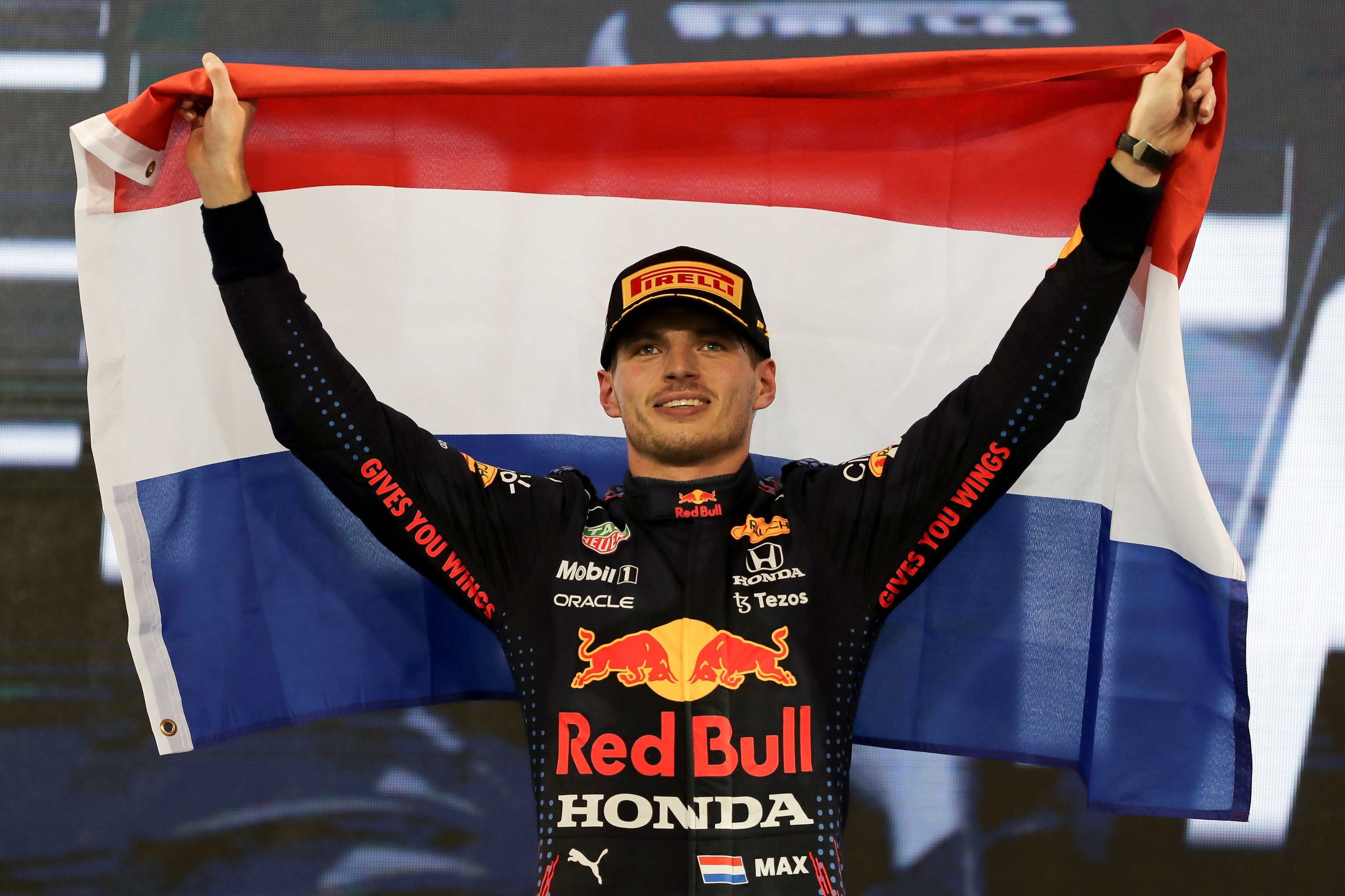 Max Verstappen celebra su ttulo mundial.