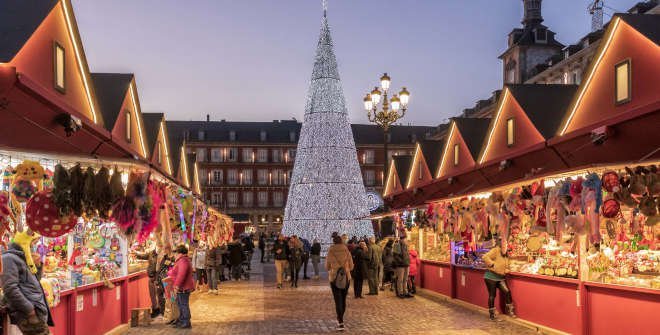 Imagen del mercadillo de Navidad de la Plaza Mayor de Madrid.