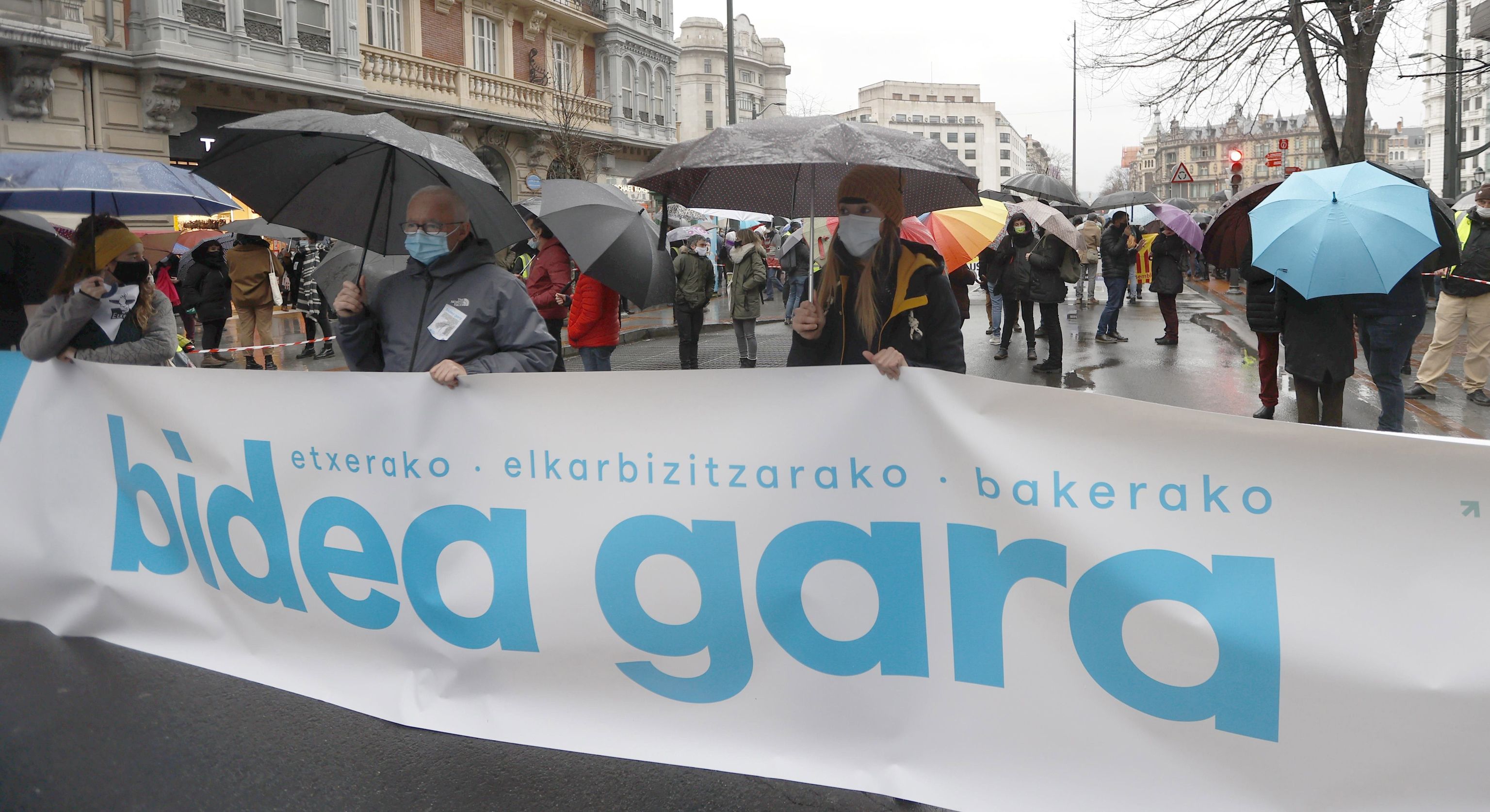 Manifestación en apoyo de presos etarras de enero de 2021 en Bilbao.